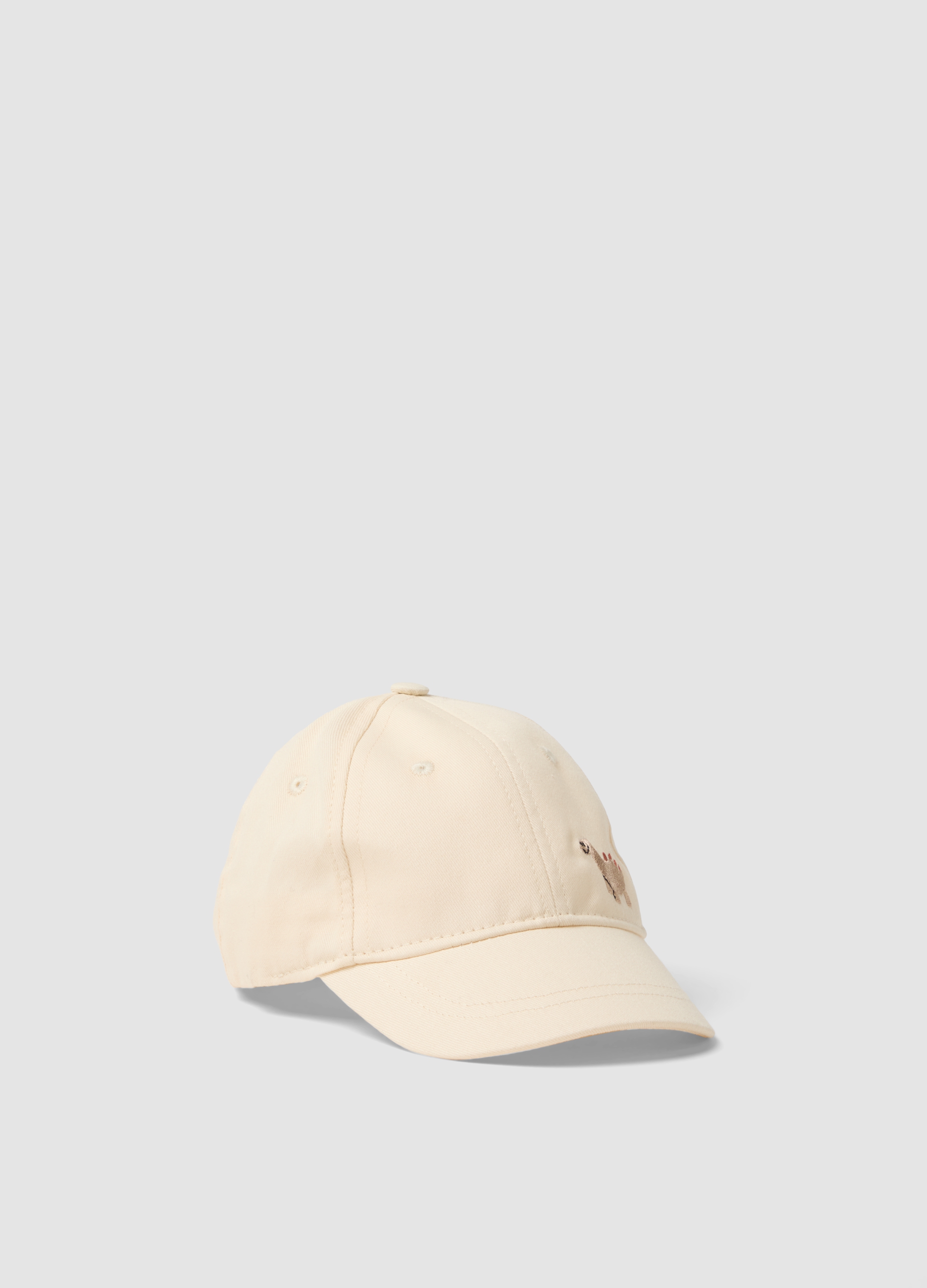 FAGOTTINO, Sombrero Blanco De Puro Algodón Para Niños Con Dinosaurio, Niño, Blanco marfil, Talla: 42-44