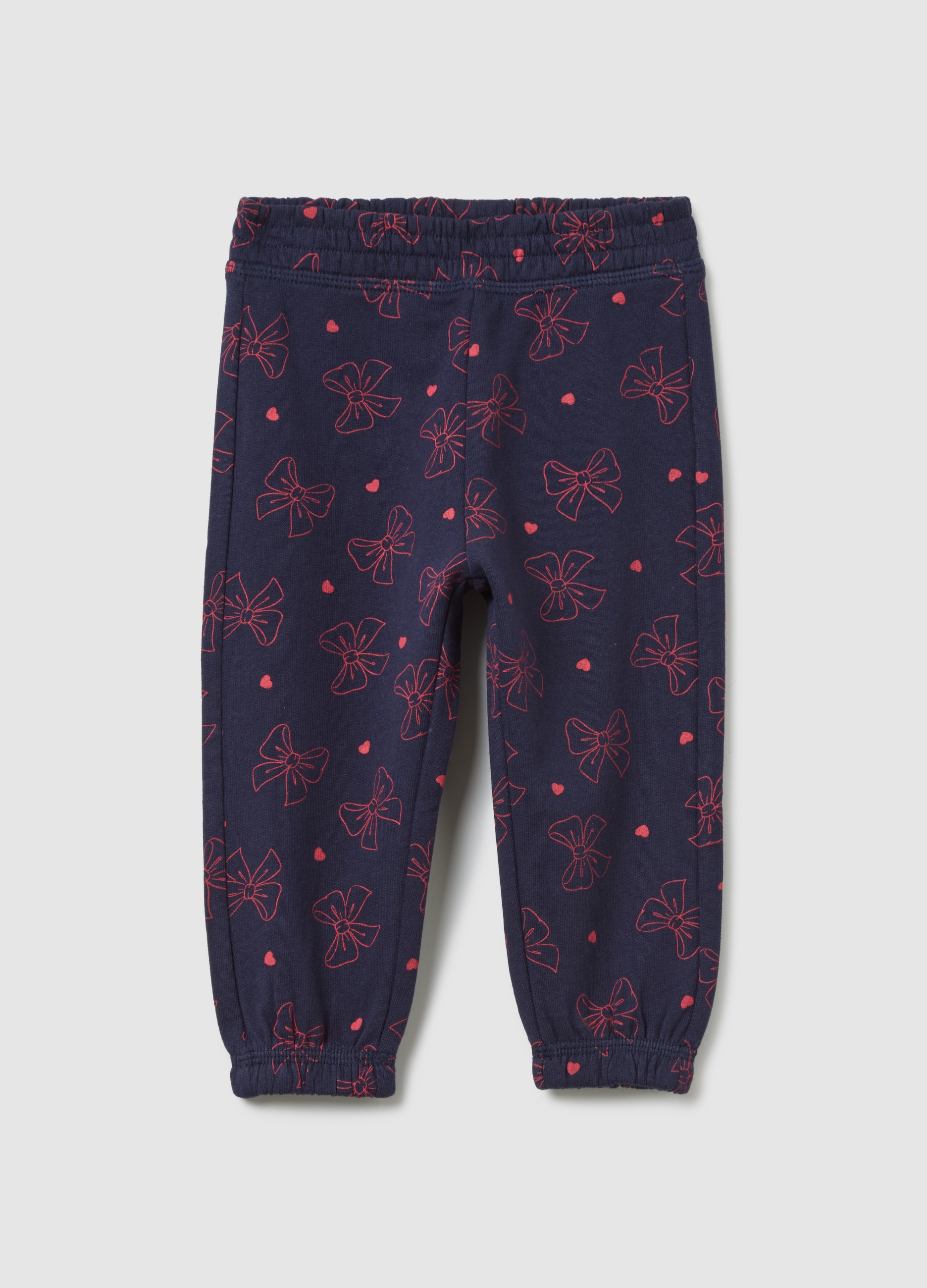 Leggings Blu Con Fiocchi E Cuori Rosa, Niña, Azul, Talla: 24-30