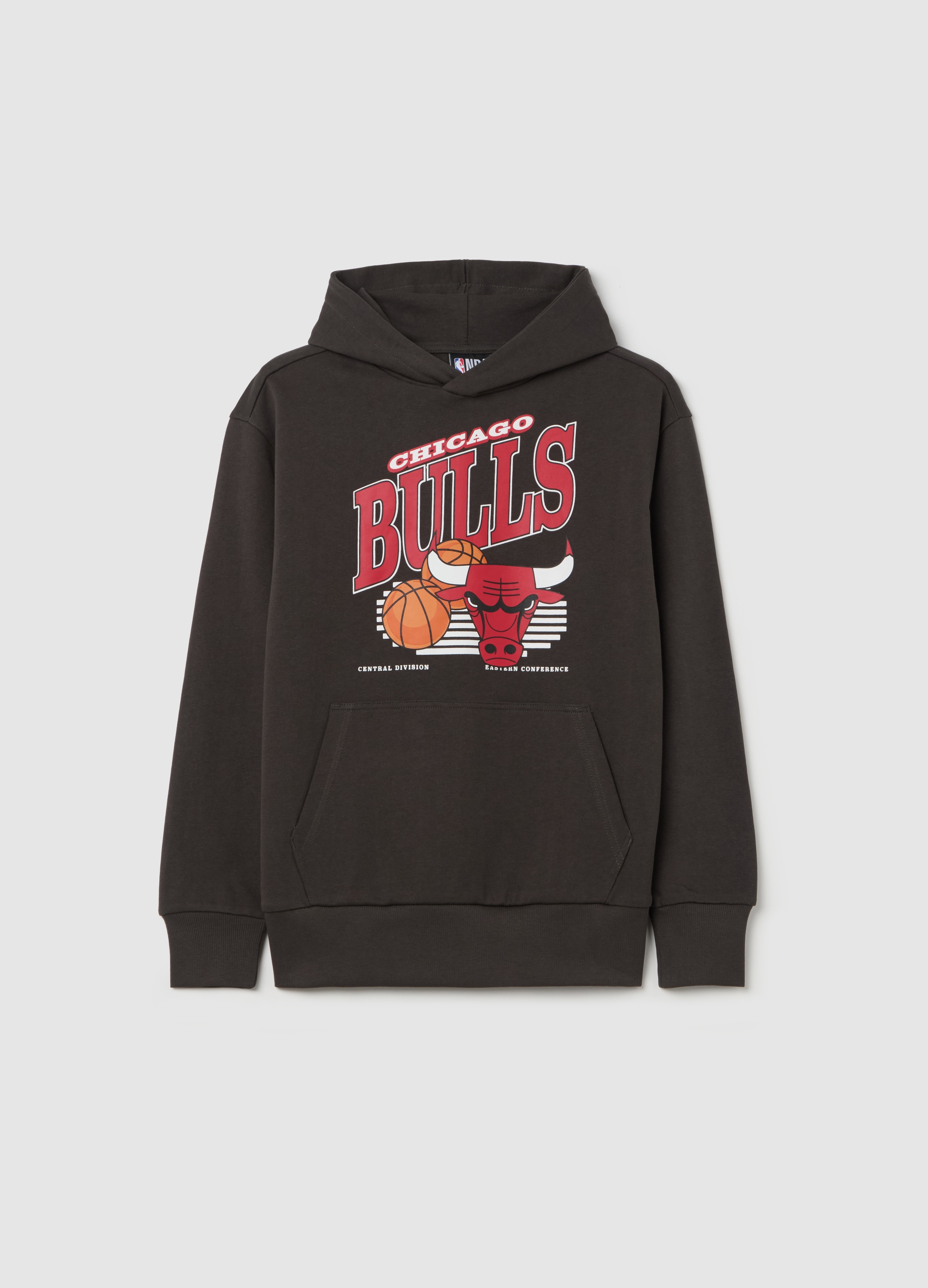 NBA, Felpa Con Cappuccio E Stampa Nba Chicago Bulls, Unisex, Nero, Taglia: 10-11