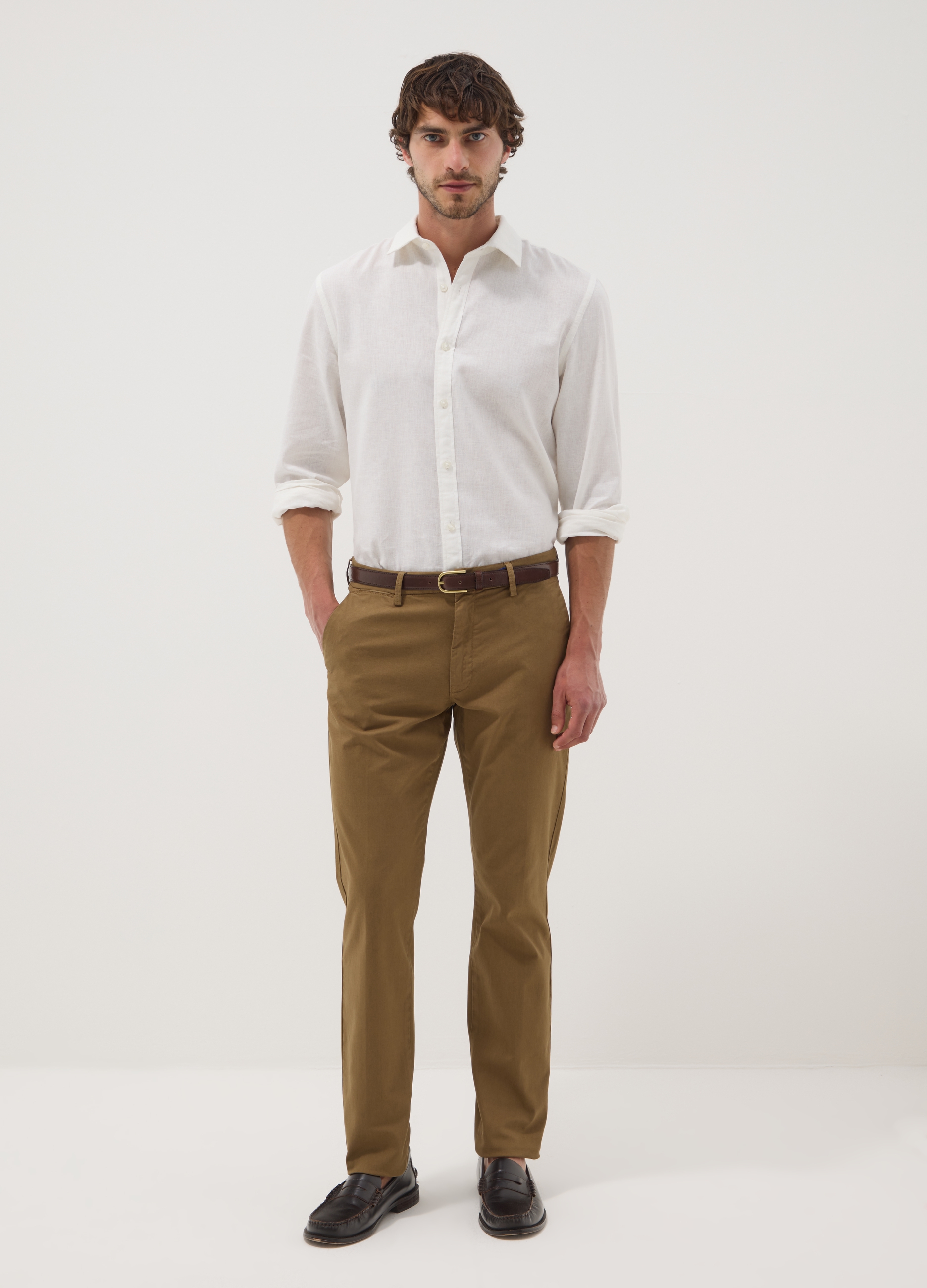 OVS, Pantaloni Chino Marroni In Cotone Elasticizzato Slim Fit, Uomo, Marrone, Taglia: 56
