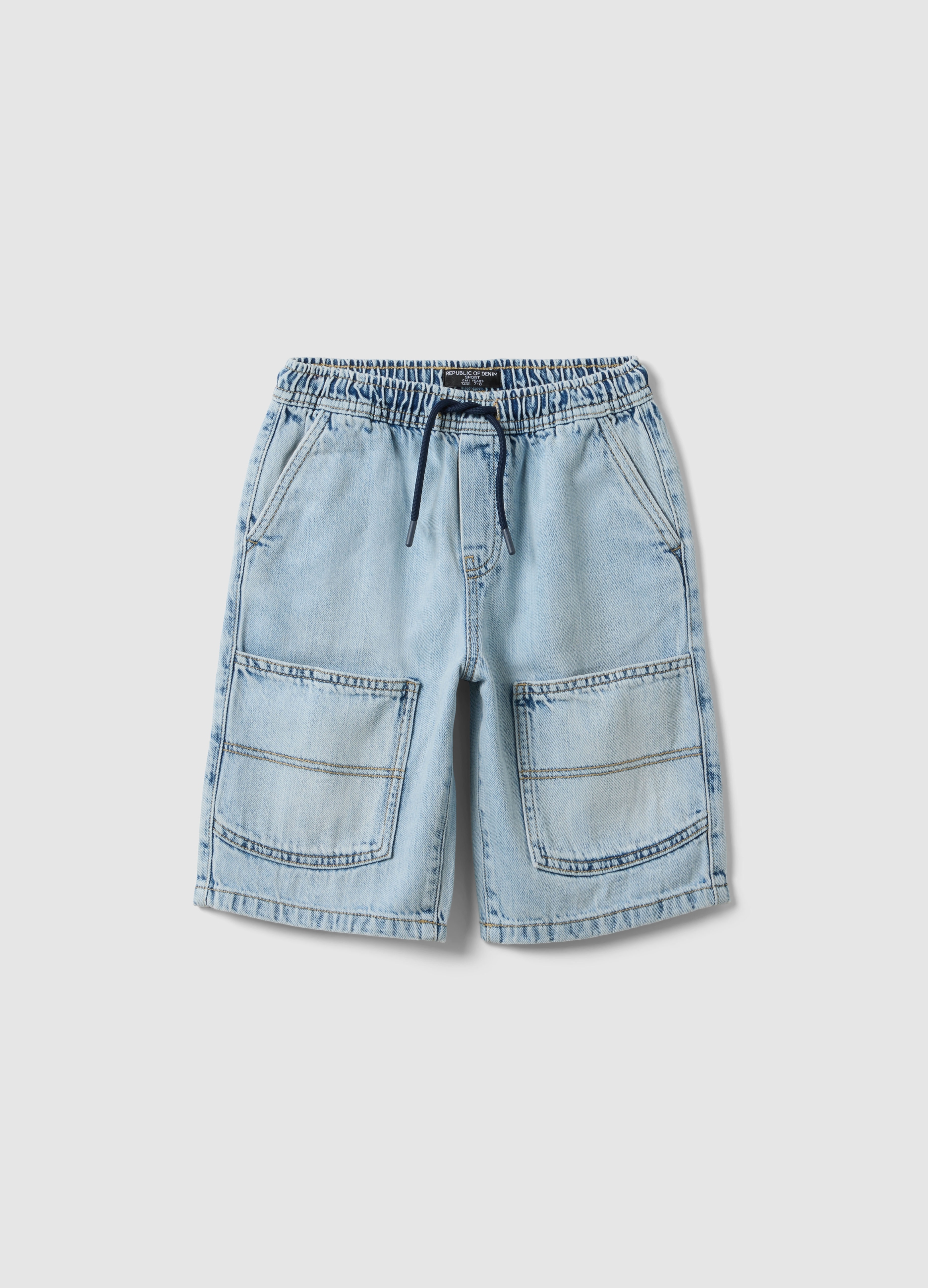 OVS KIDS, Shorts In Puro Cotone Denim Azzurro Da Bambino Wide Leg, Niño, Azul claro, Talla: 5-6