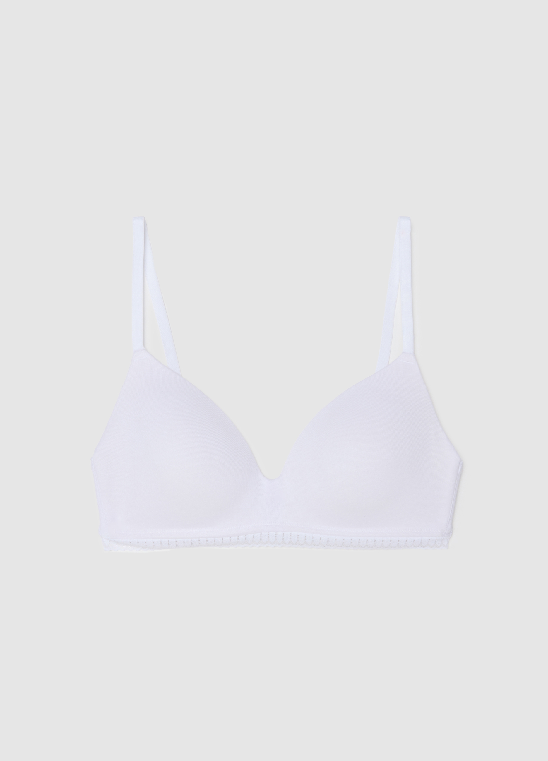 OVS , Reggiseno A Triangolo Bianco In Cotone Elasticizzato Con Imbottitura, Donna, Bianco, Taglia: 2B