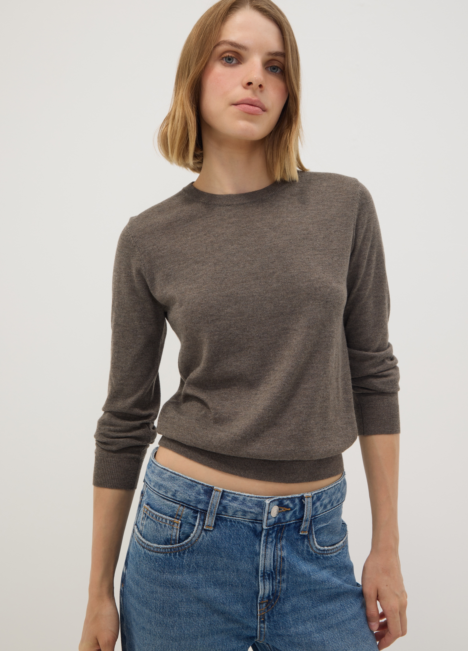 OVS, Maglia Girocollo Grigia In Misto Lana Regular Fit, Donna, Grigio, Taglia: XL