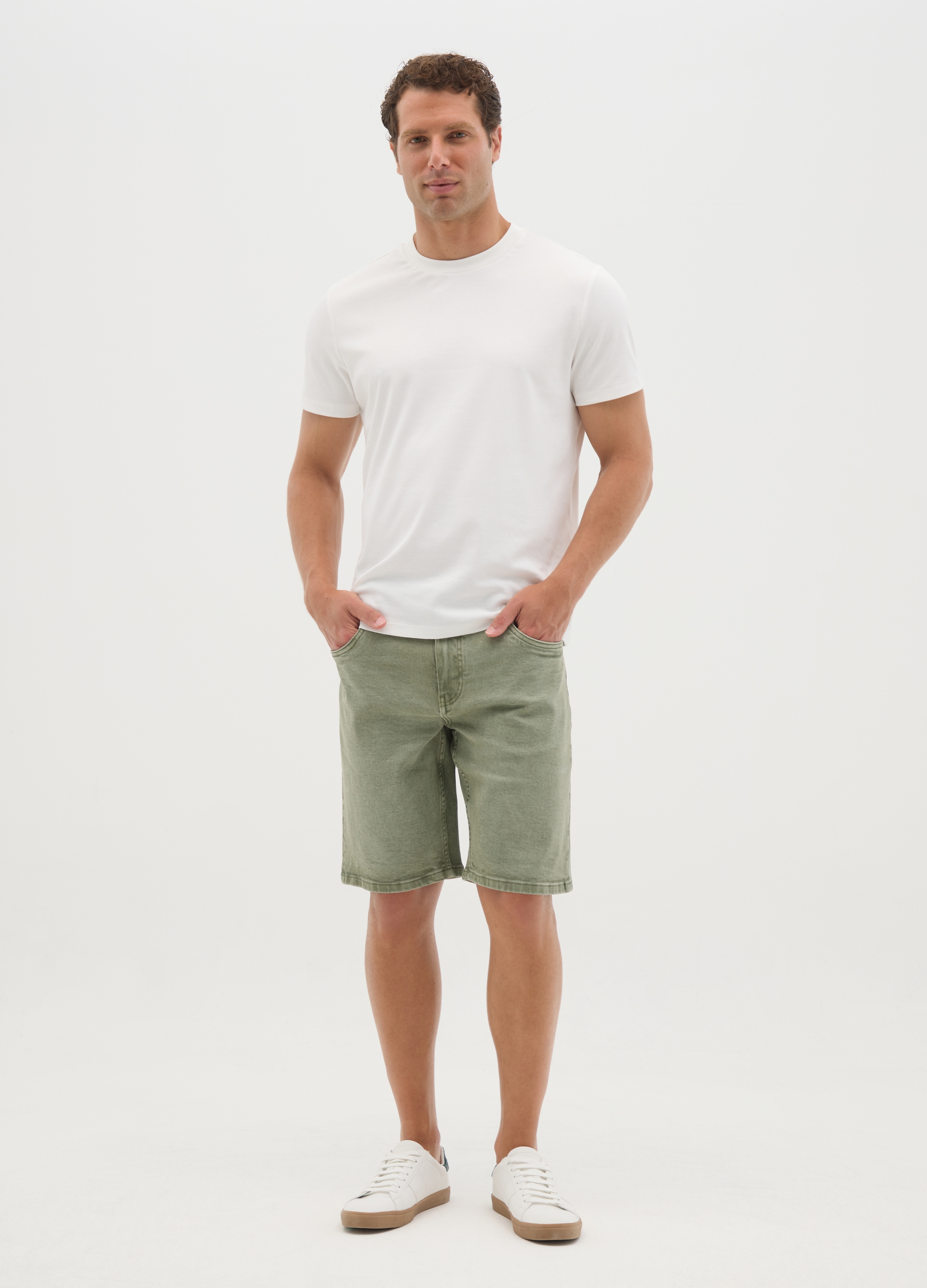 OVS , Bermuda Da Uomo In Denim Verde Regular Fit, Verde, Taglia: 48