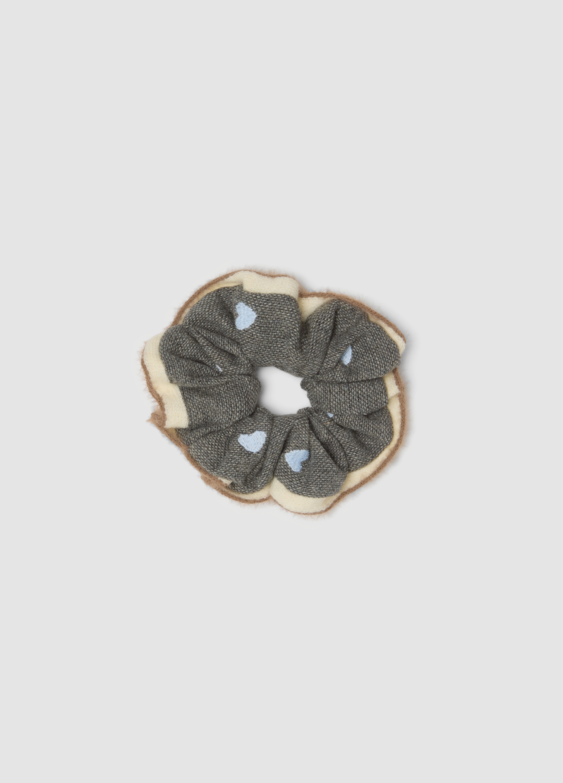 OVS, Scrunchie Grigio Con Cuori Azzurri, Donna, Grigio, Taglia: ONE SIZE
