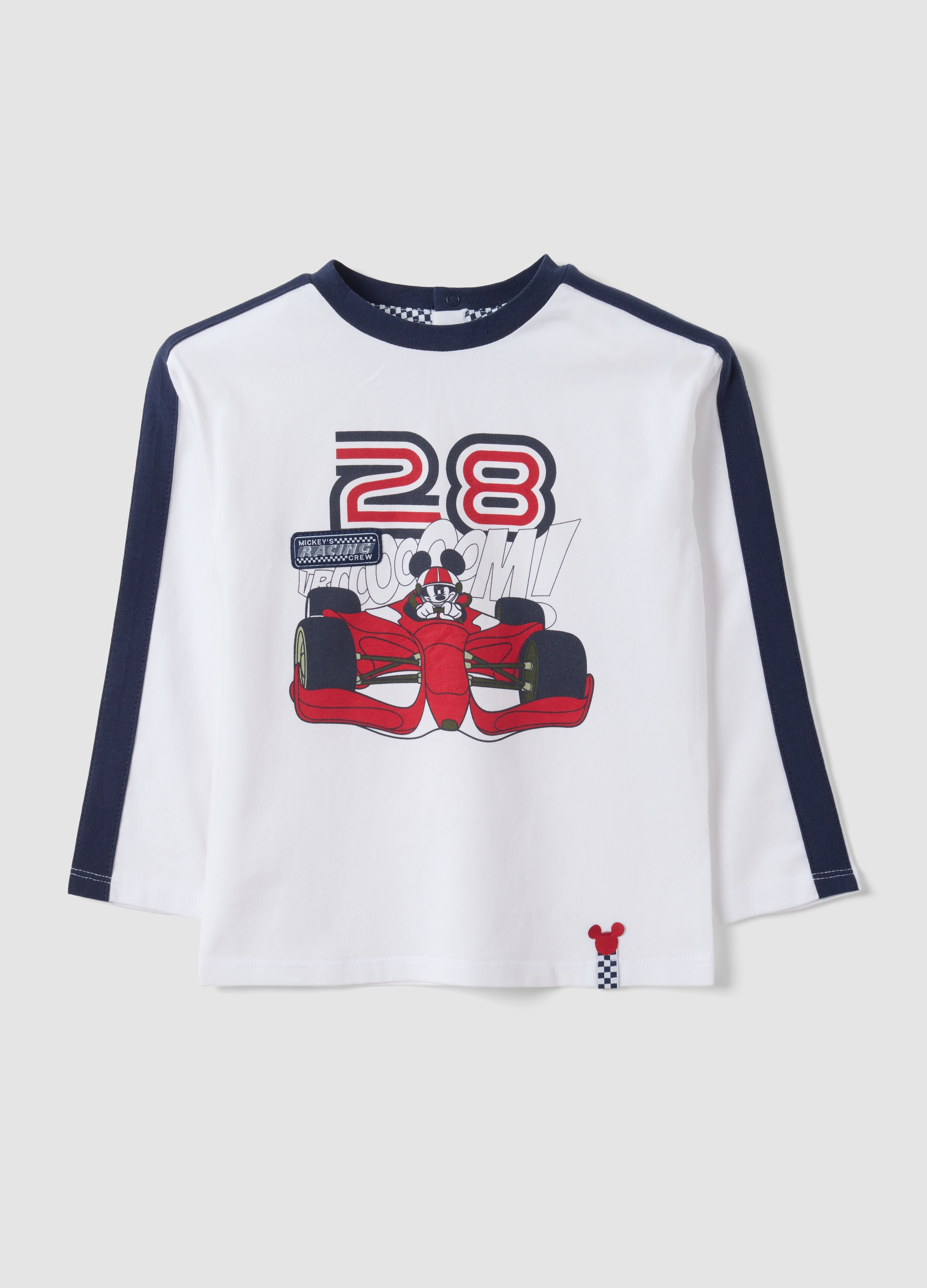 FAGOTTINO, T-shirt Bianca In Puro Cotone Con Girocollo E Stampa Mickey Per Bimbo, Bambino, Bianco, Taglia: 9-12