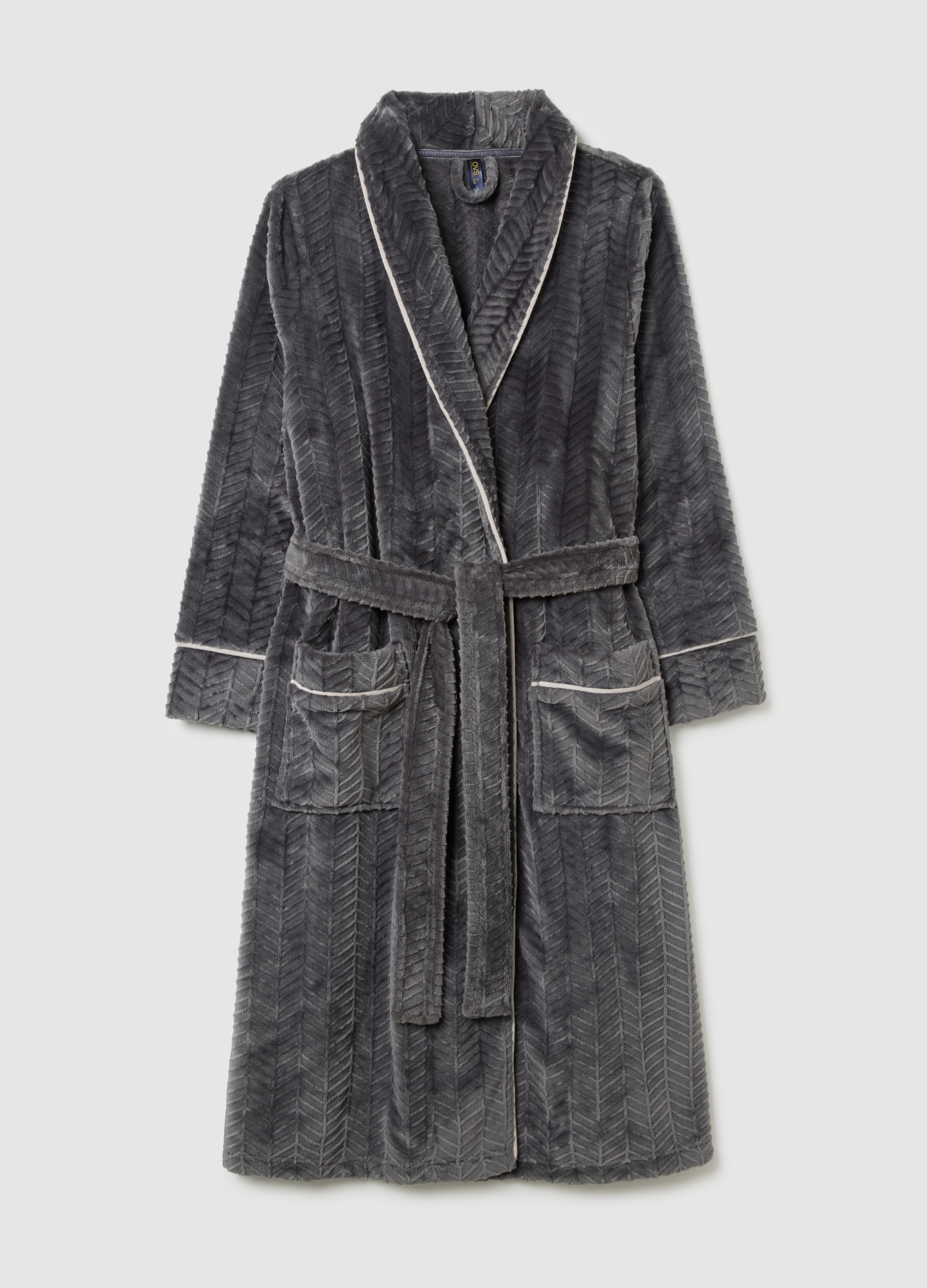 Bata Gris Con Cinturón, Mujer, Gris oscuro, Talla: XL