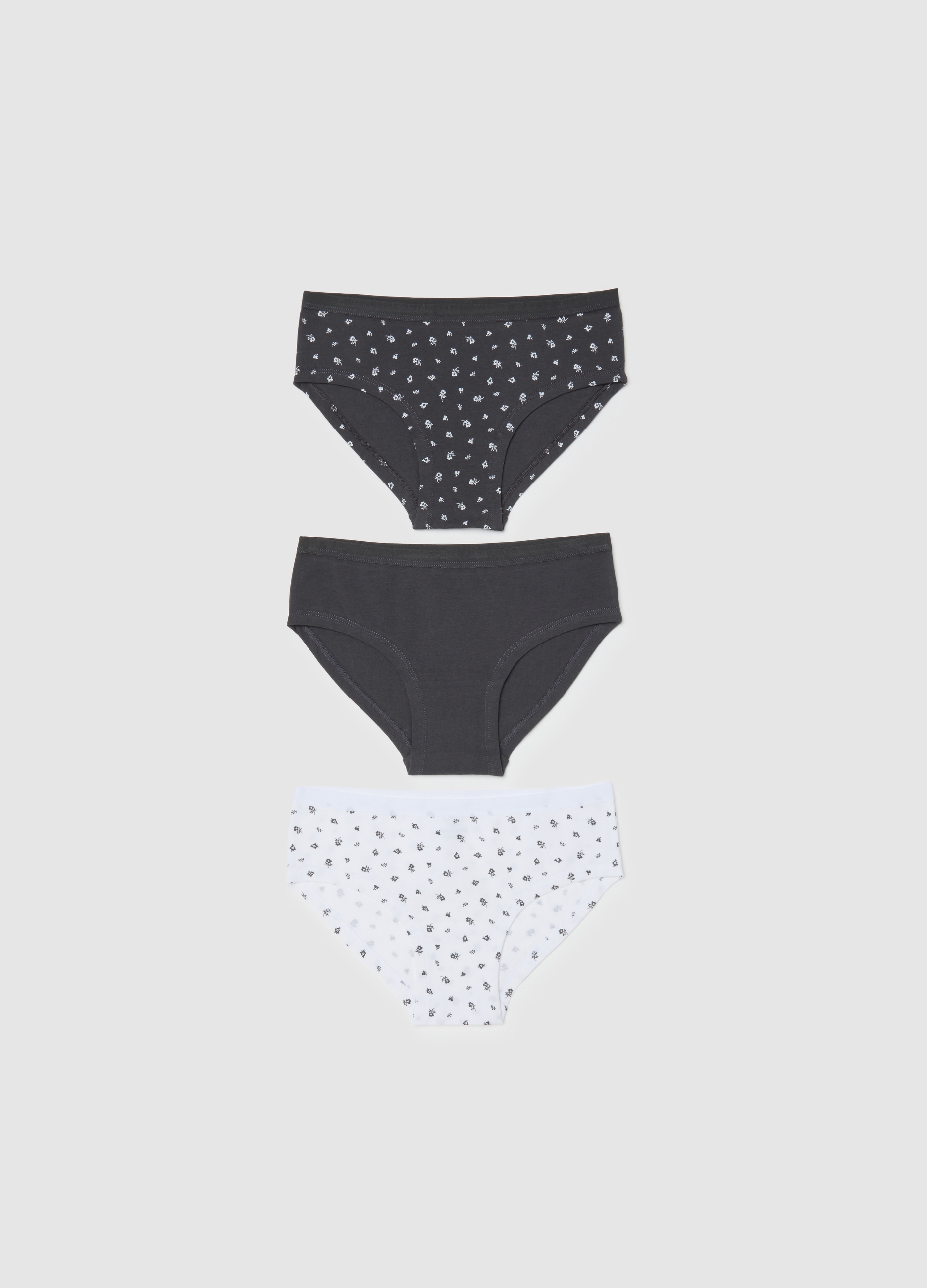 OVS KIDS, Tripack De Braguitas Multicolor De Mezcla De Algodón Para Niñas, Ajuste Regular, Niña, Negro/Blanco, Talla: 12-13