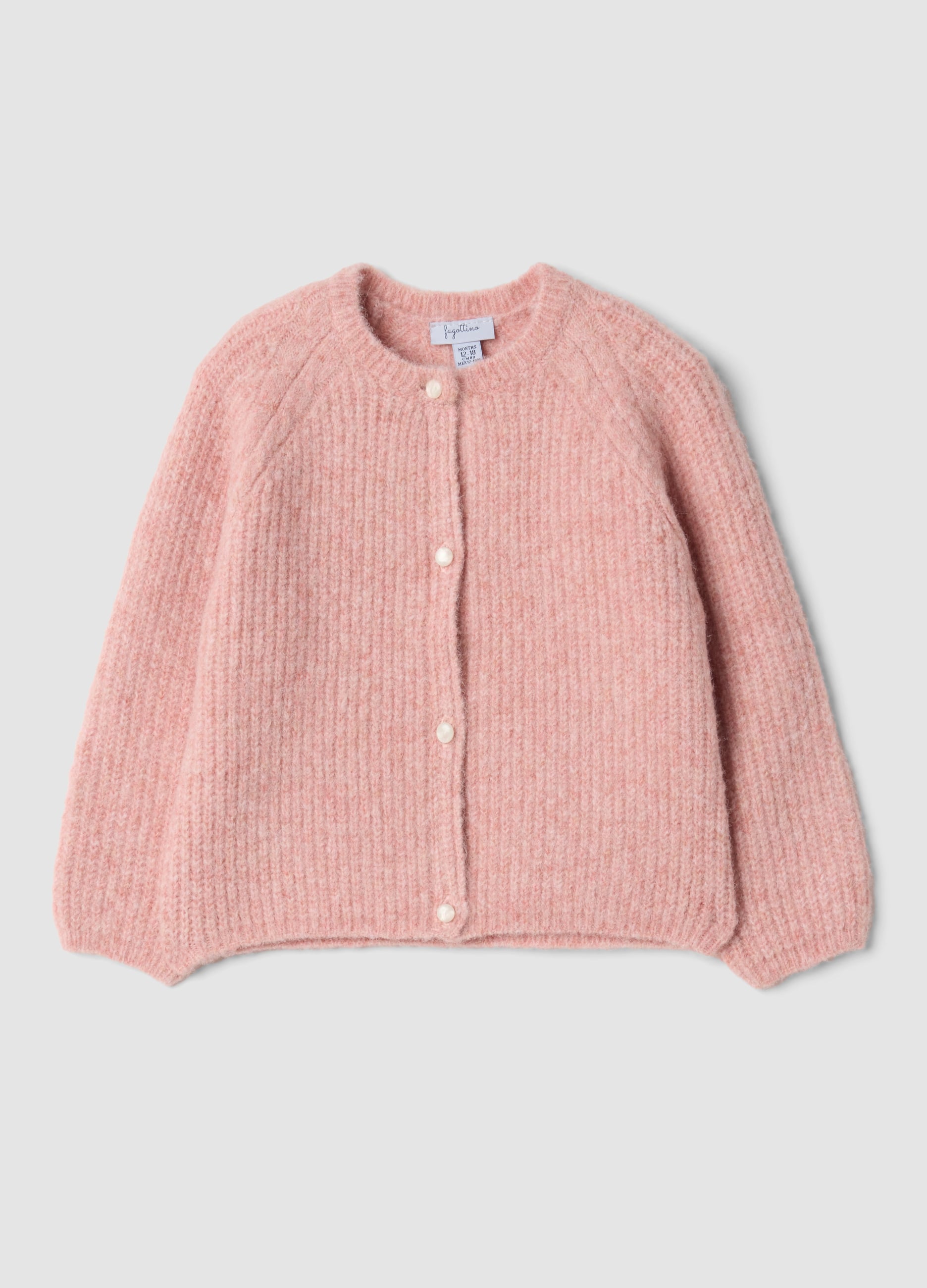 FAGOTTINO, Cardigan Rosa In Viscosa E Lana Elasticizzata Over Fit, Bambina, Rosa, Taglia: 12-18