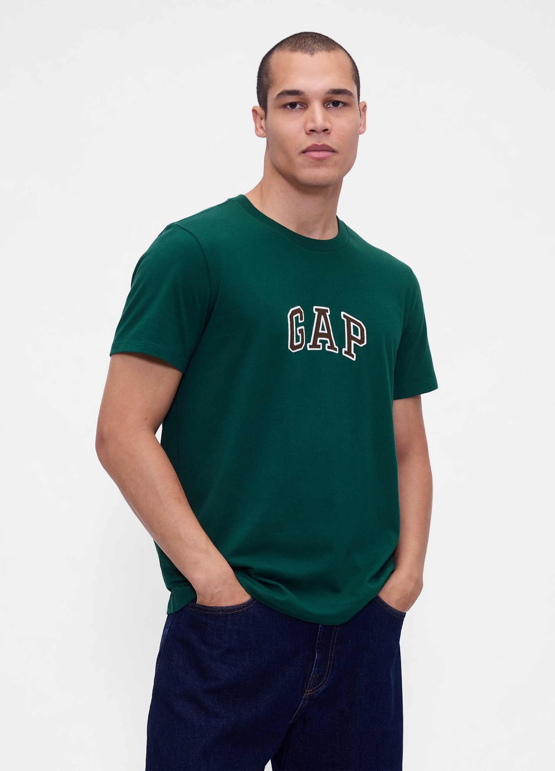 GAP, T-shirt In Cotone Con Logo Gap, Uomo, Verde, Taglia: M