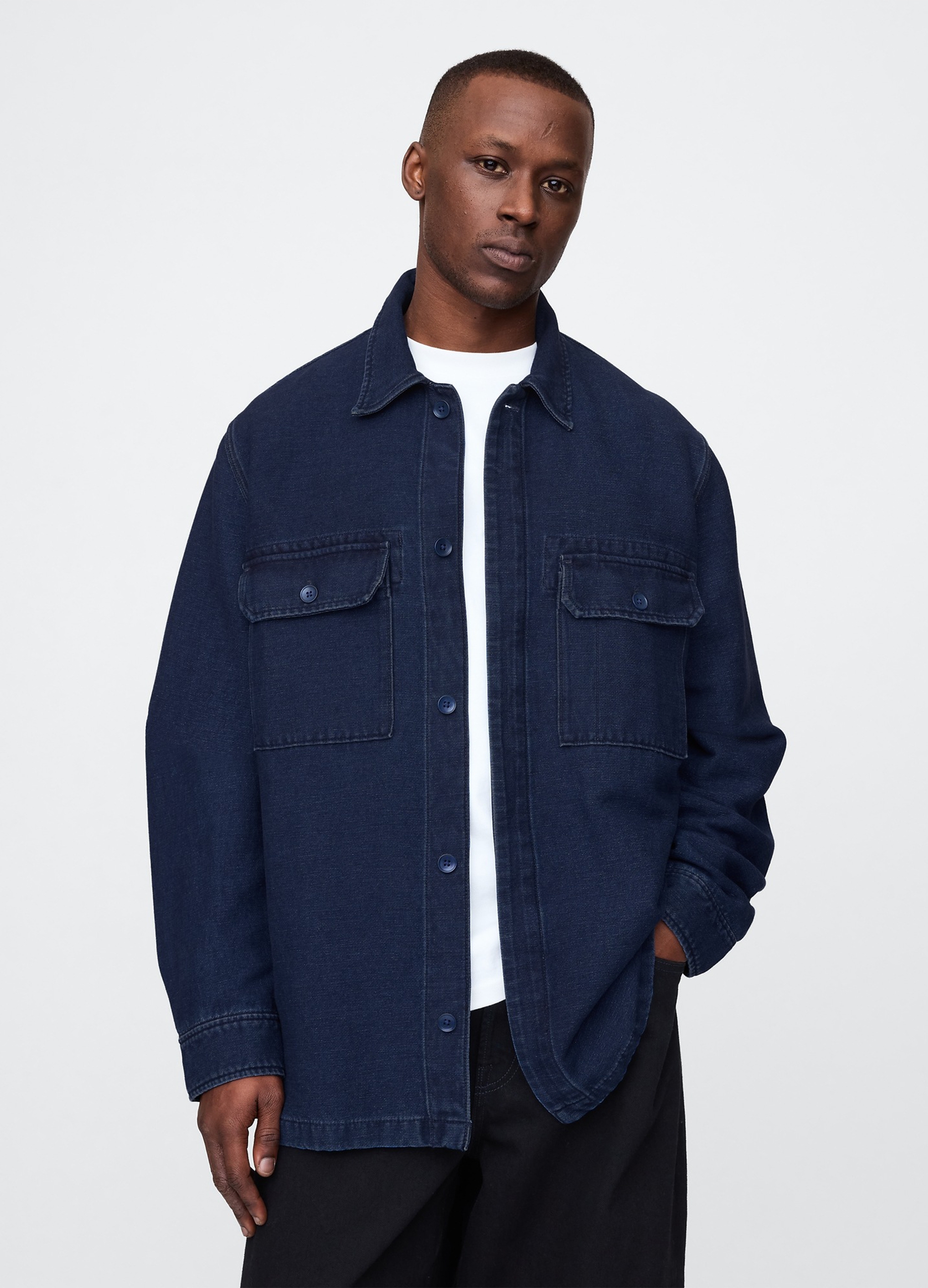 GAP, Shacket Oversize In Denim, Uomo, Denim, Taglia: XL