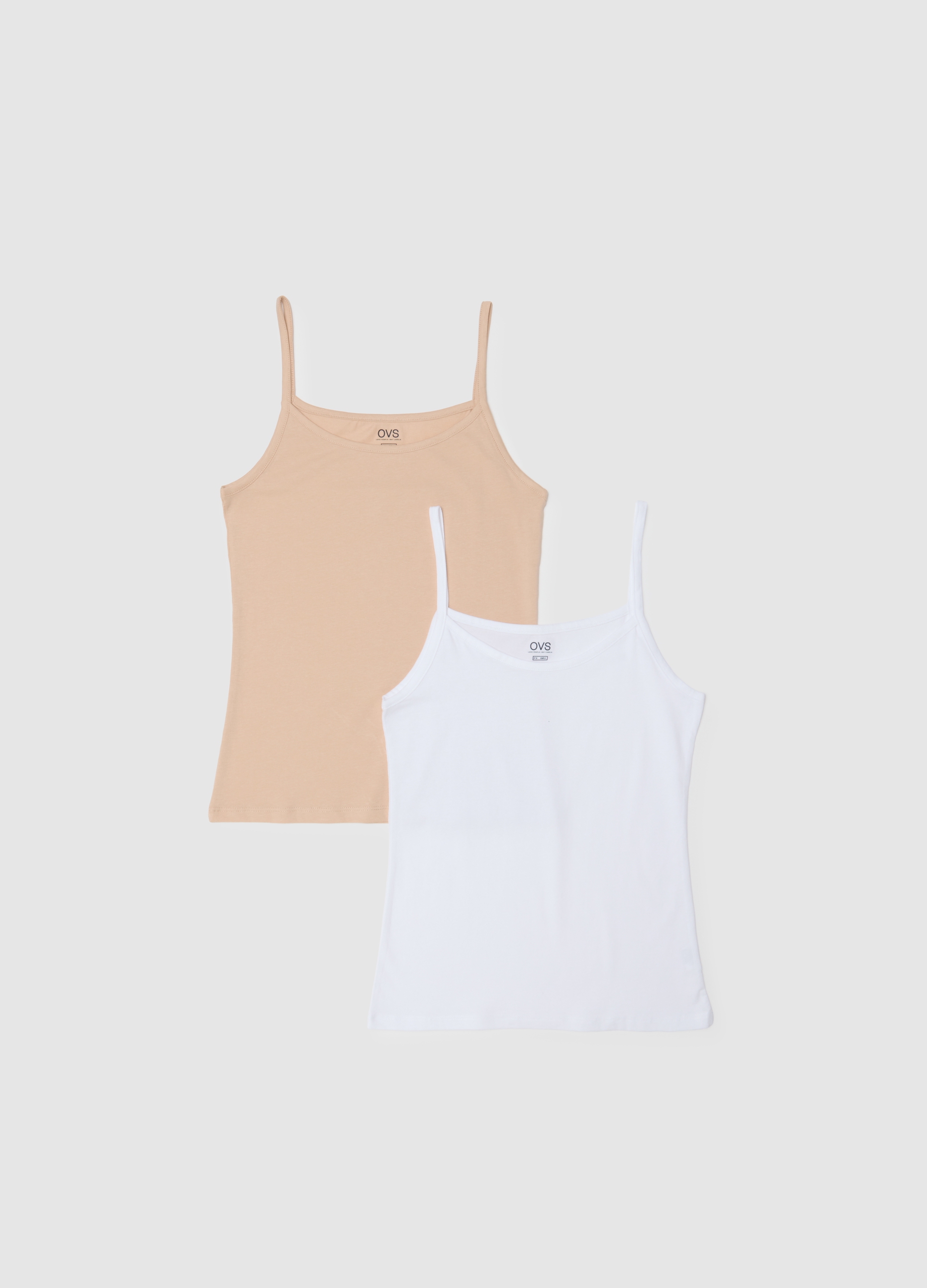 OVS, Bipack Canottiere In Cotone Elasticizzato Multicolor Regular Fit, Donna, Multicolor, Taglia: M