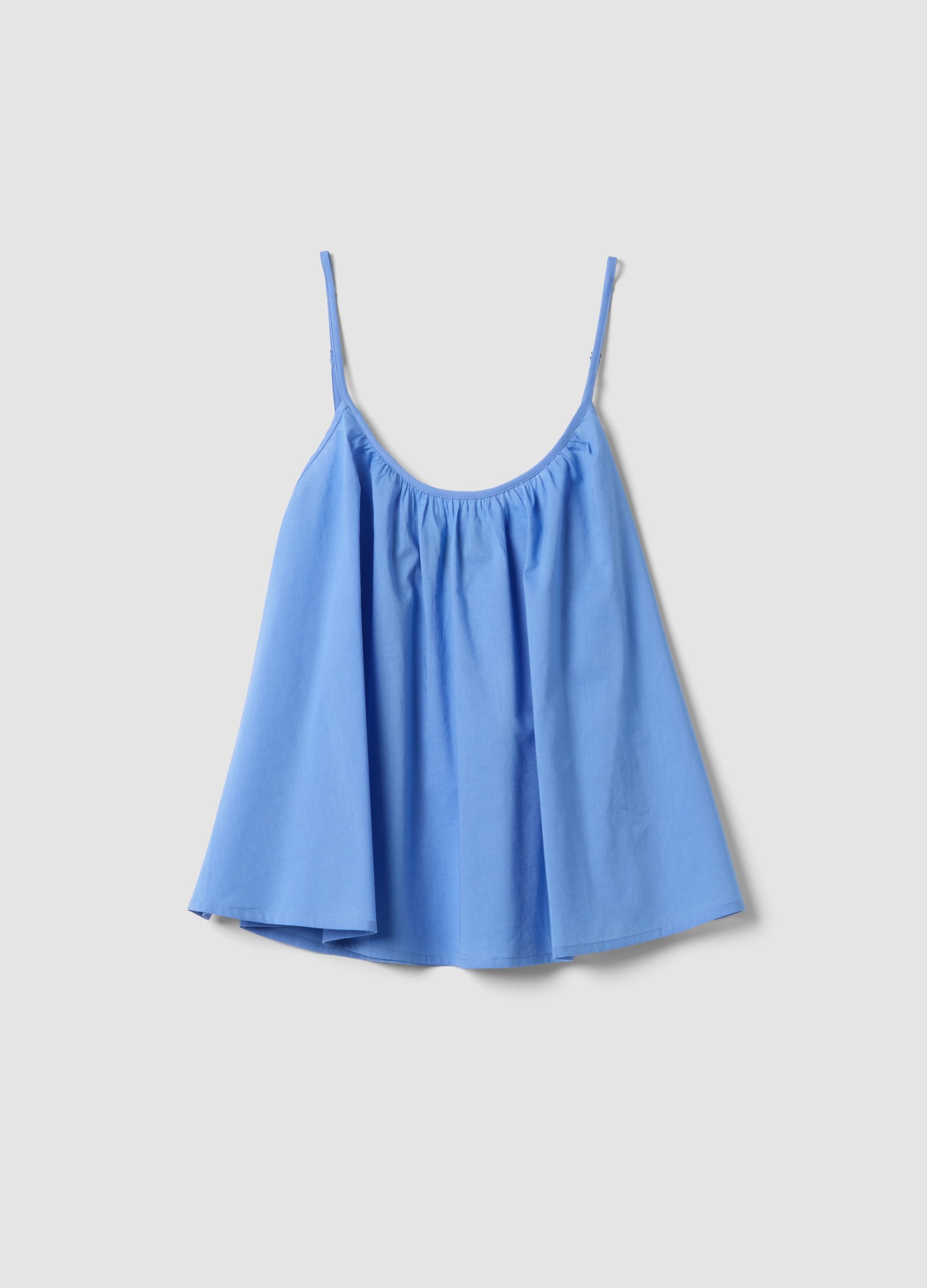 Blusa Azul De Algodón Puro Con Tirantes Finos, Mujer, Denim, Talla: 40