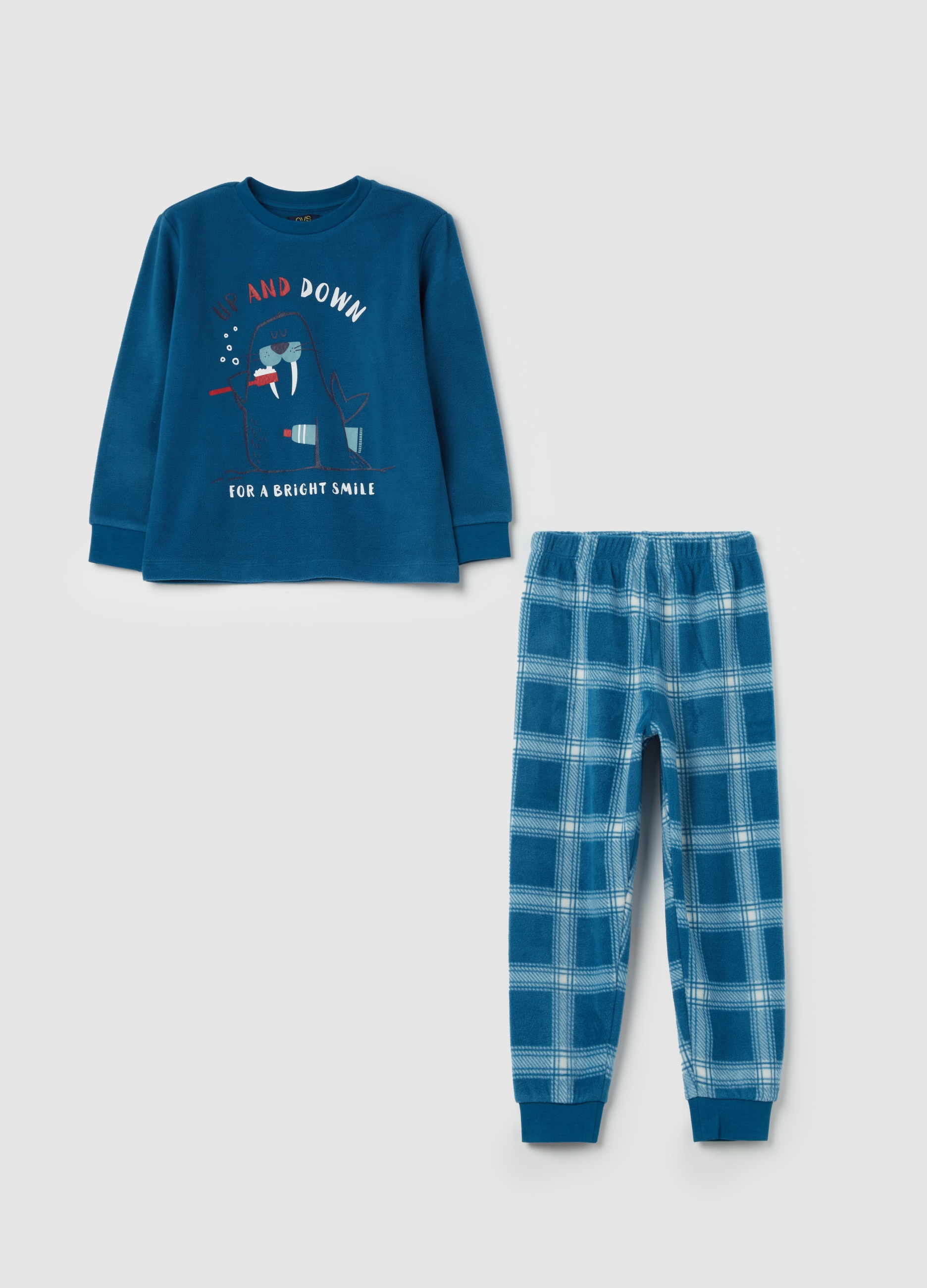 Pijama De Tejido Polar Con Estampado Morsa, Niño, Azul, Talla: 4-5