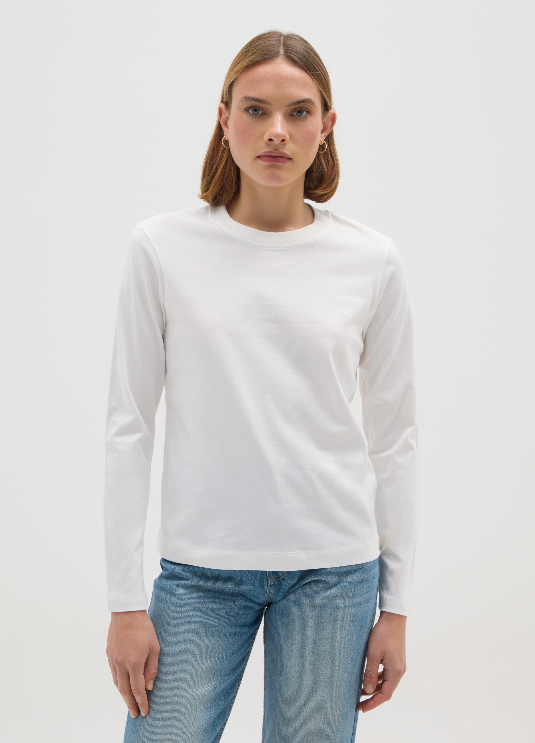 Maglia In Puro Cotone Bianca Regular Fit, Mujer, Blanco, Talla: 40