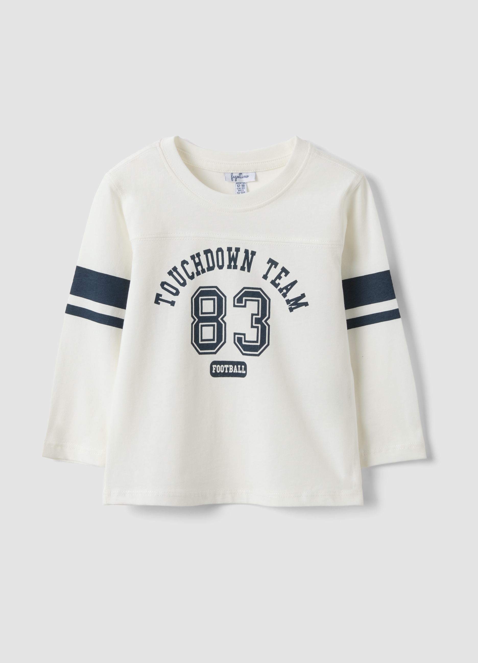 FAGOTTINO, T-shirt Bianca In Puro Cotone Organico Con Girocollo Per Bimbo, Bambino, Bianco, Taglia: 24-30