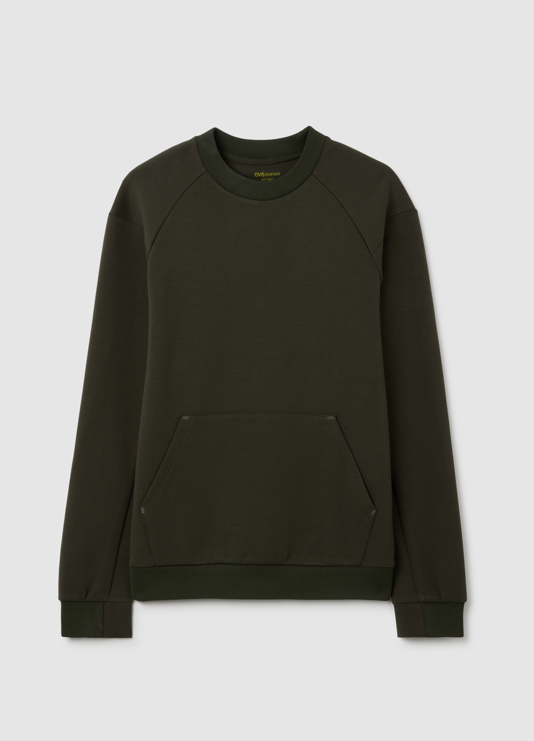 Felpa In Misto Cotone Verde Con Tasca Anteriore, Hombre, Verde oscuro, Talla: XL