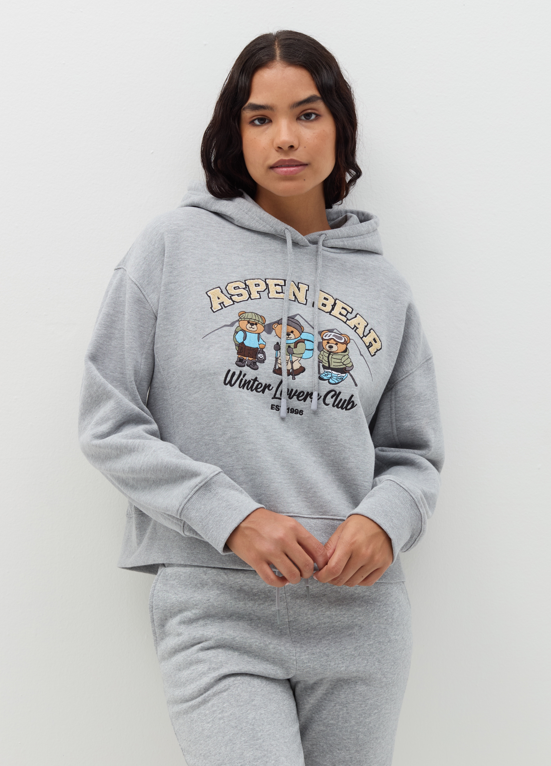 B.ANGEL, Felpa Fit Over Con Cappuccio, Donna, Grigio, Taglia: M