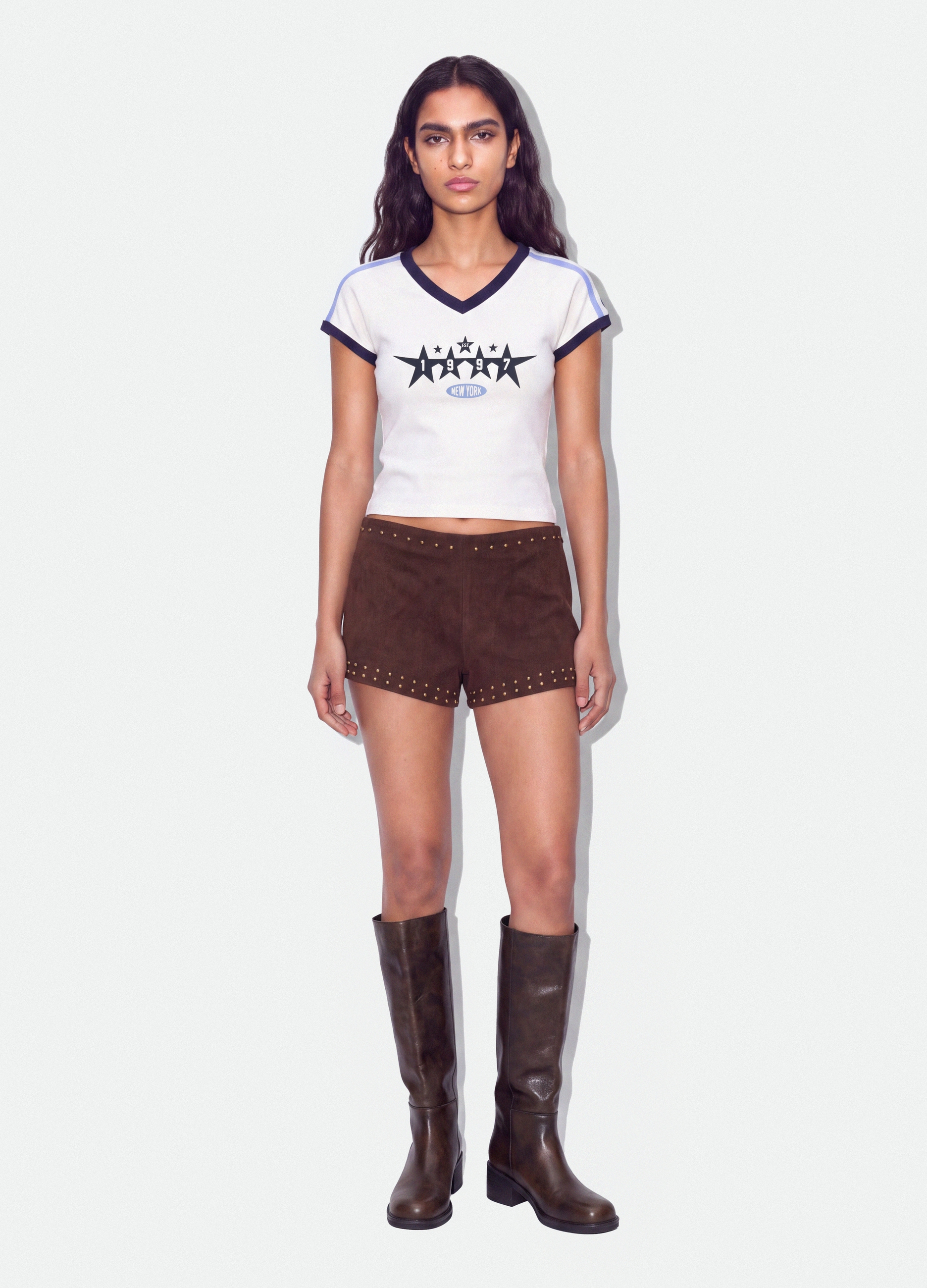 B.ANGEL, T-shirt Bianca In Puro Cotone Con Scollo A V E Stampa Frontale, Donna, Bianco, Taglia: S