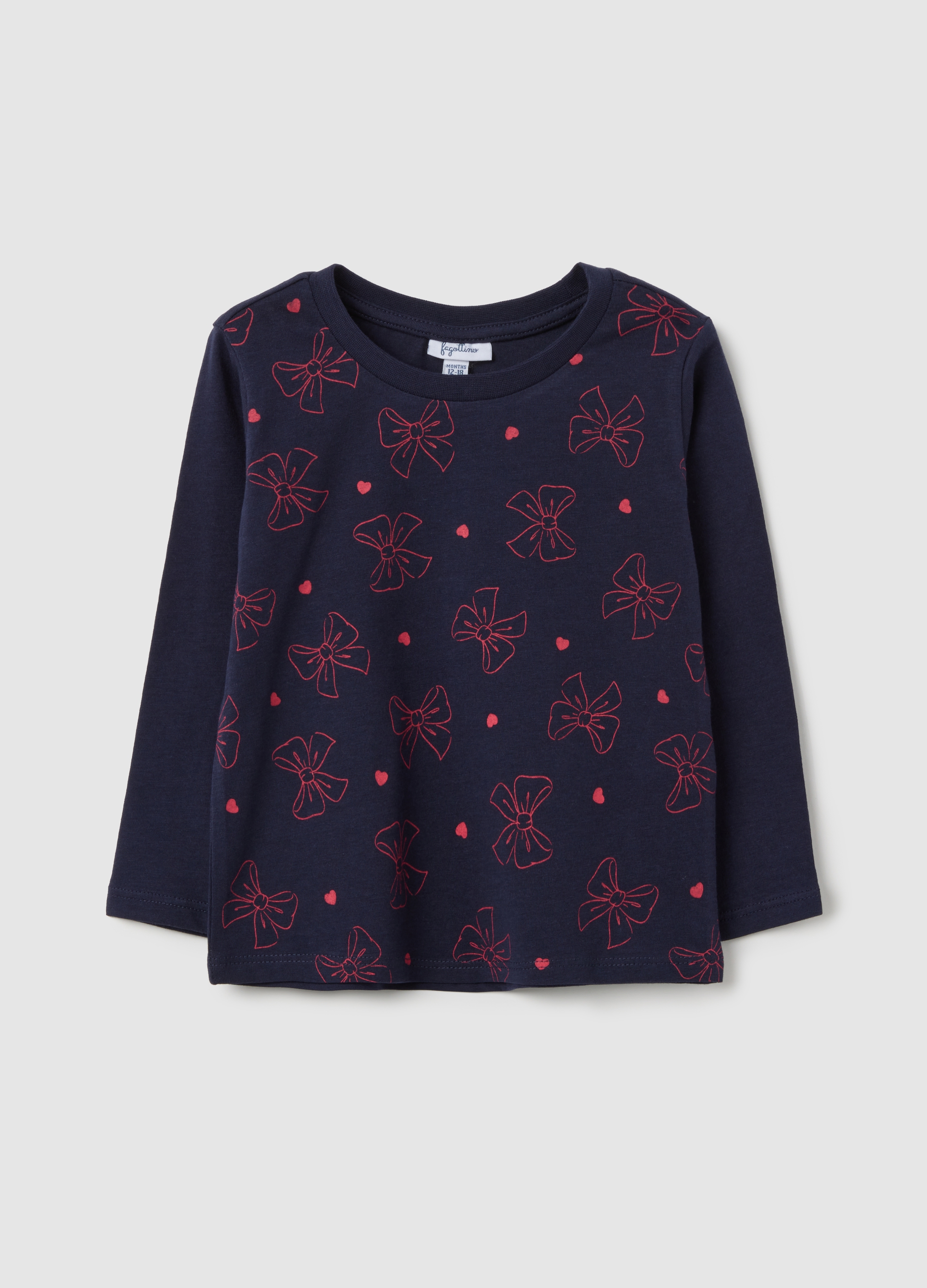 FAGOTTINO, Maglia Da Neonata In Puro Cotone Rossa Regular Fit Con Fiocchi Ricamati, Bambina, Rosso, Taglia: 24-30