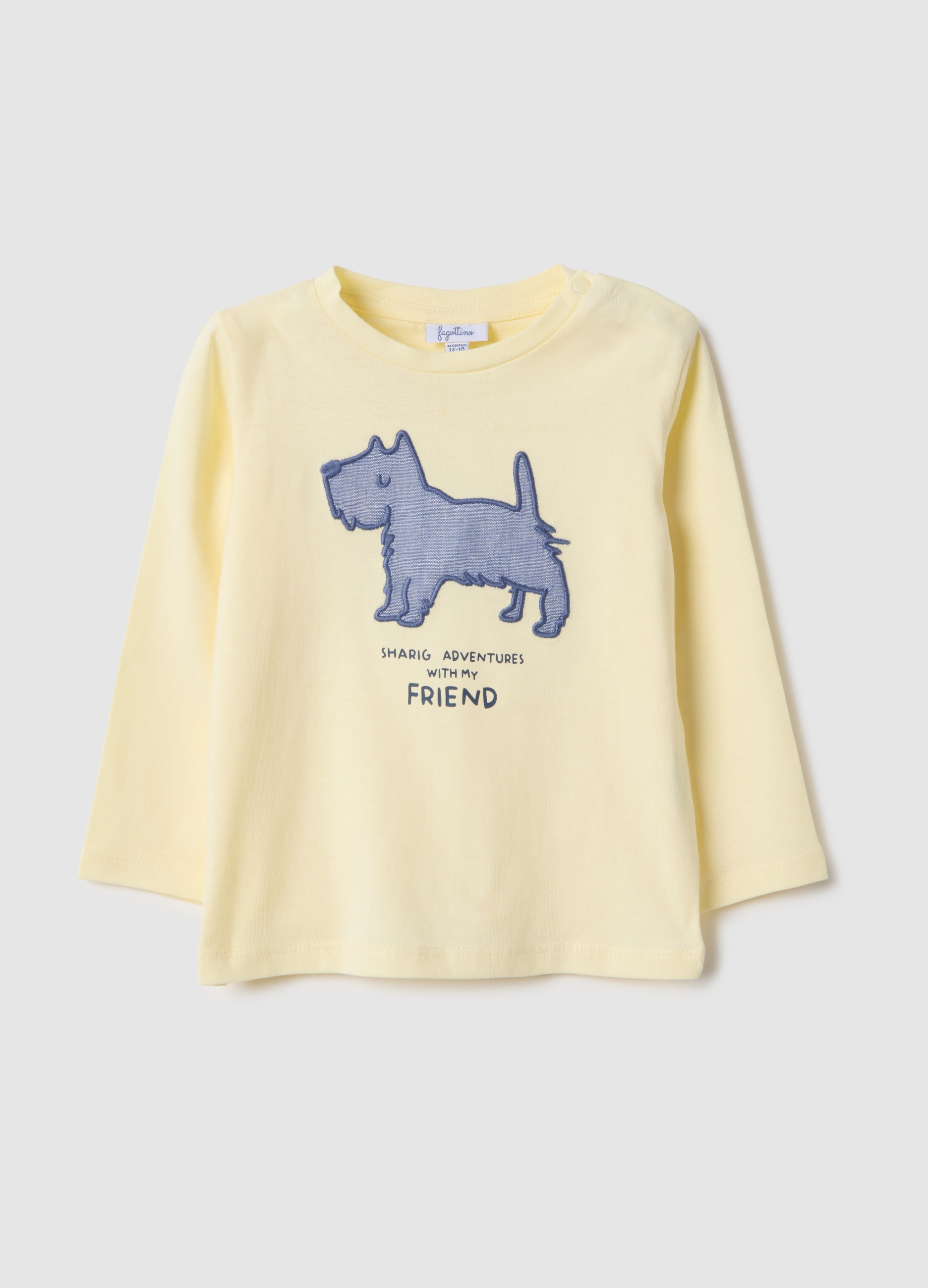 FAGOTTINO, Camiseta Amarilla De Puro Algodón Para Niño, Ajuste Regular Con Estampado, Niño, Amarillo champán, Talla: 24-30