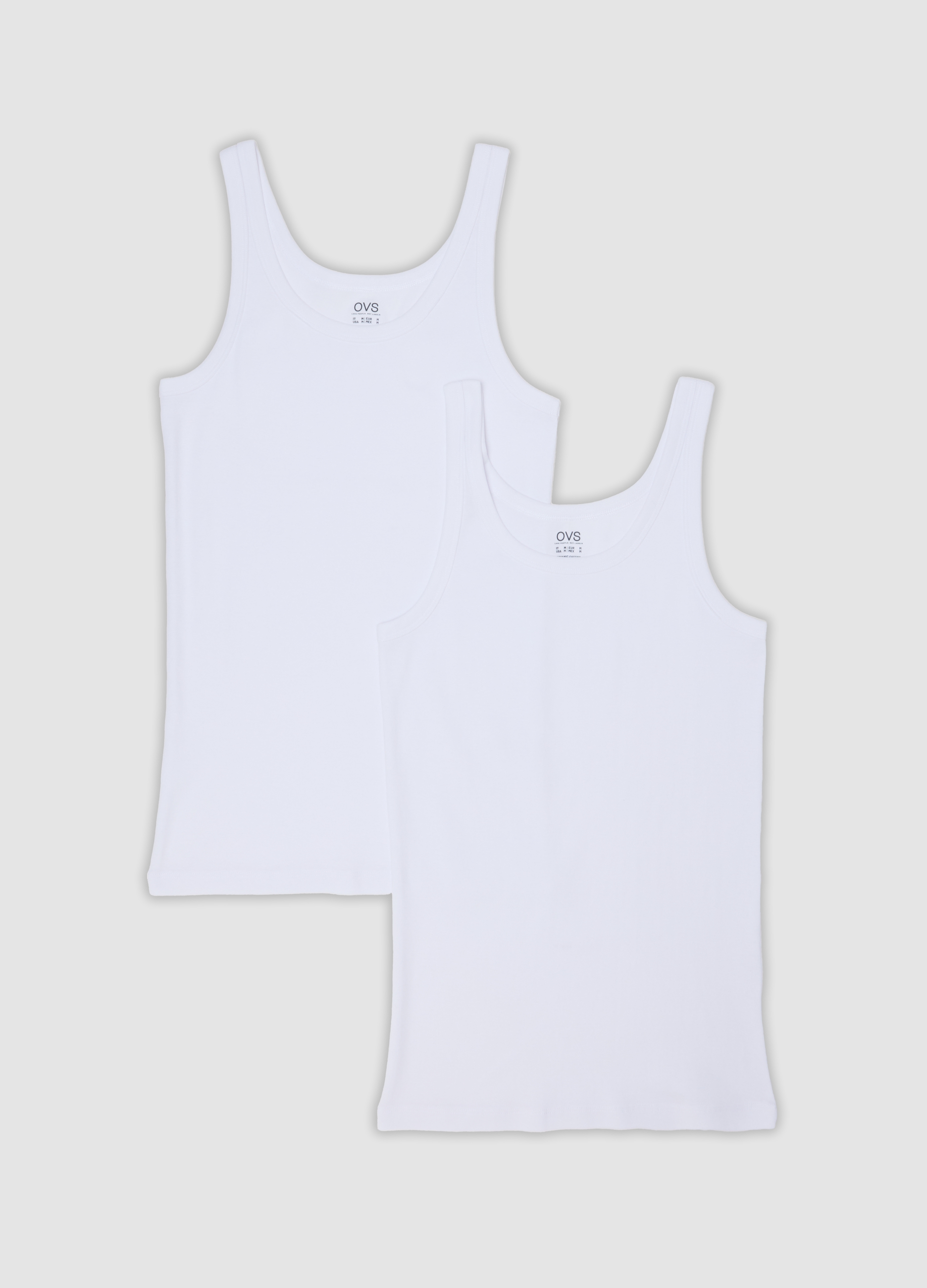 OVS, Bipack Di Canotte Bianche In Puro Cotone Organico Girocollo, Uomo, Bianco, Taglia: L