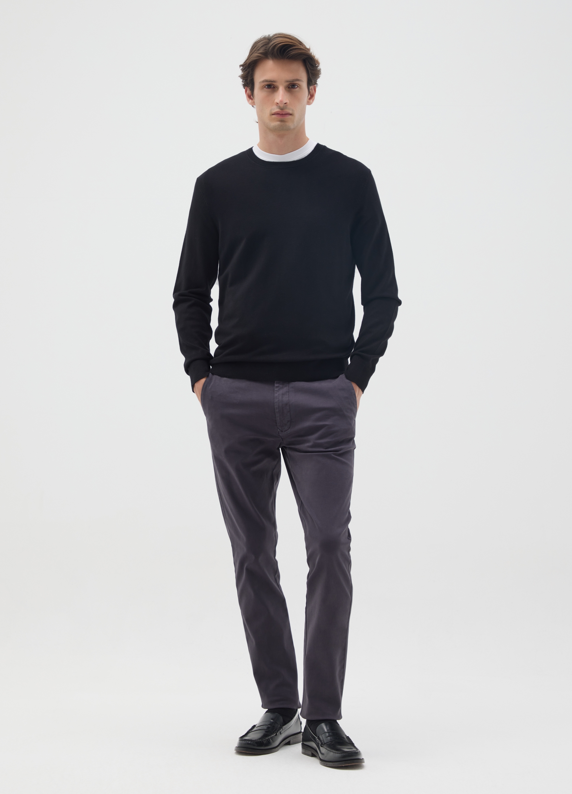 OVS, Pantalones Azul De Algodón Elástico Ajuste Regular, Hombre, Azul oscuro, Talla: 48