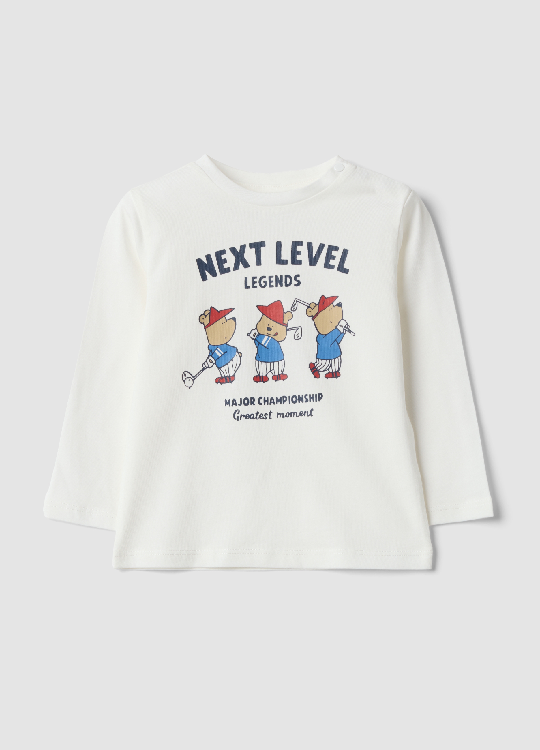 FAGOTTINO, Maglietta Bianca In Puro Cotone Organico Con Stampa Orsetti, Bambino, Bianco, Taglia: 12-18