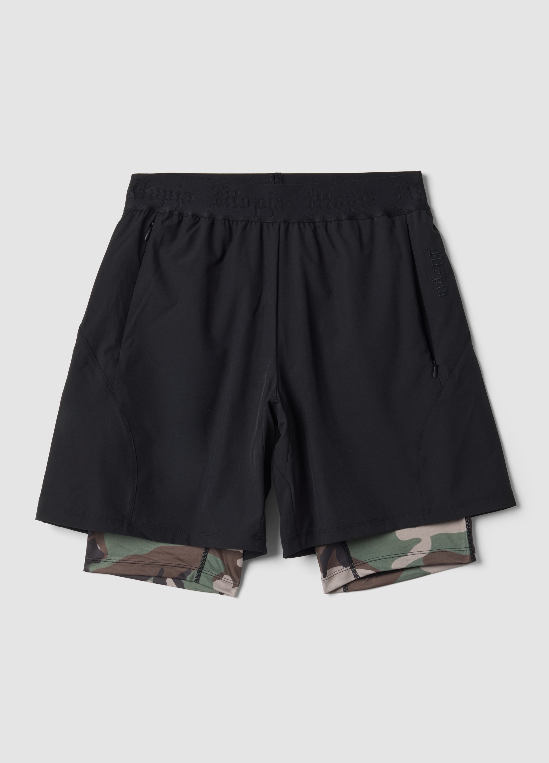 UTOPJA, Technical Shorts Camo-black, Uomo, Nero, Taglia: S
