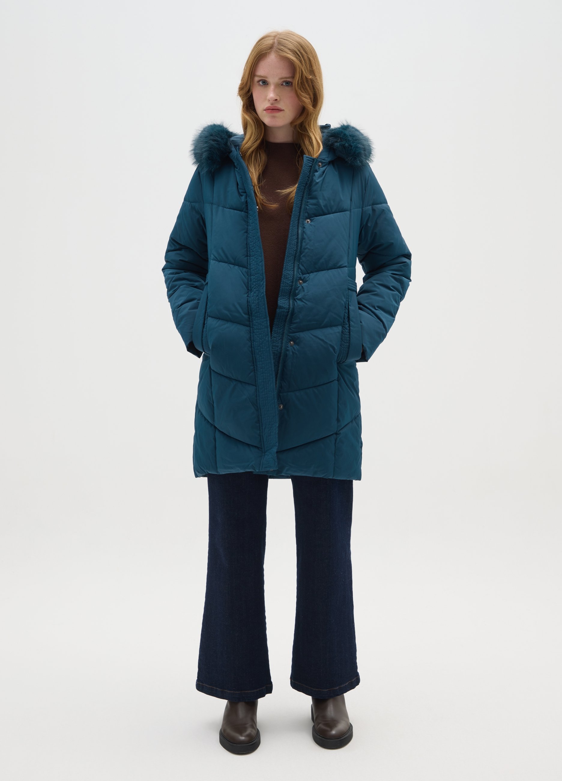 HYBRID, Cappotto Blu Regular Fit, Donna, Blu, Taglia: S