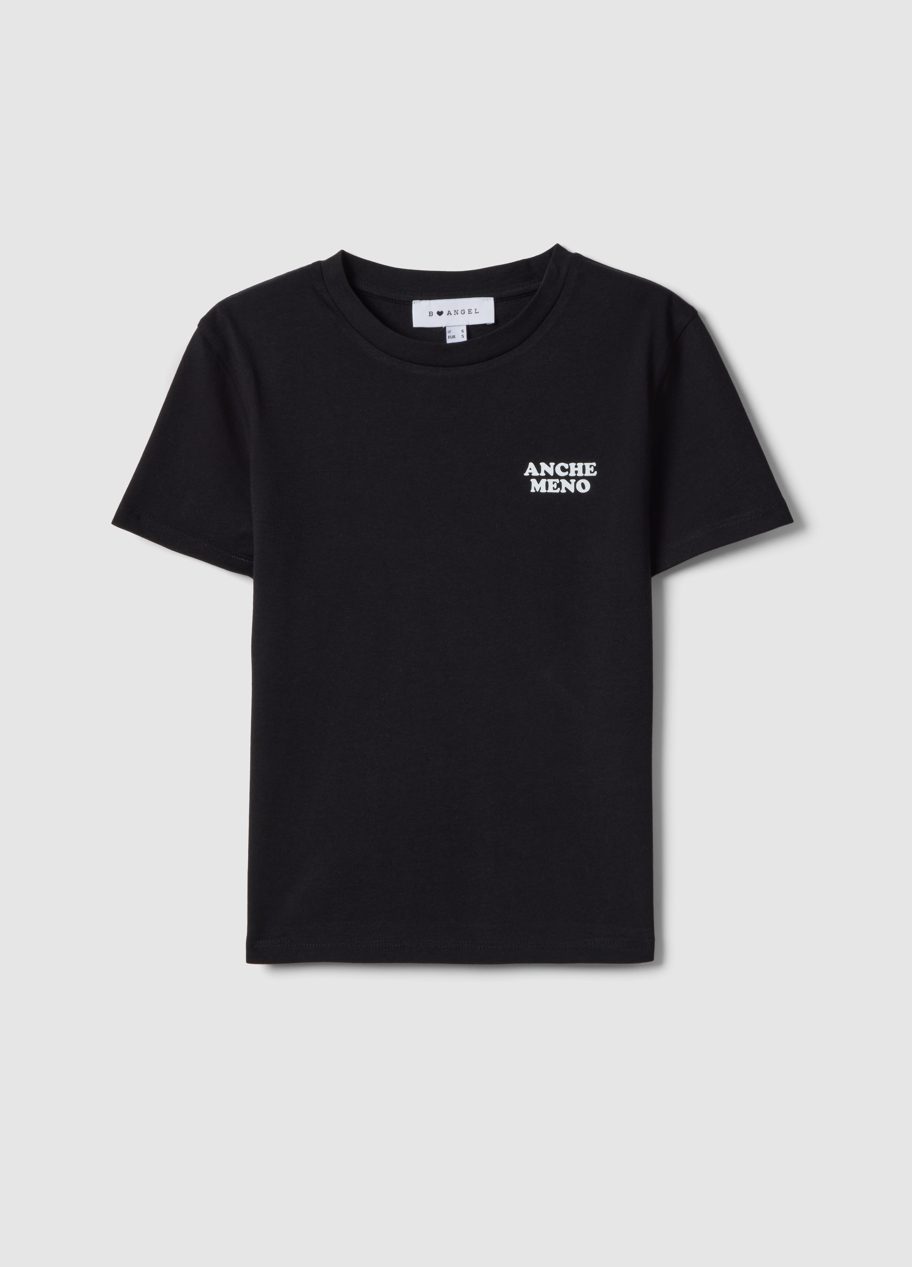 B.ANGEL, Camiseta Negra Slim Fit De Algodón Puro Con Escritura, Mujer, Gunmetal, Talla: 40