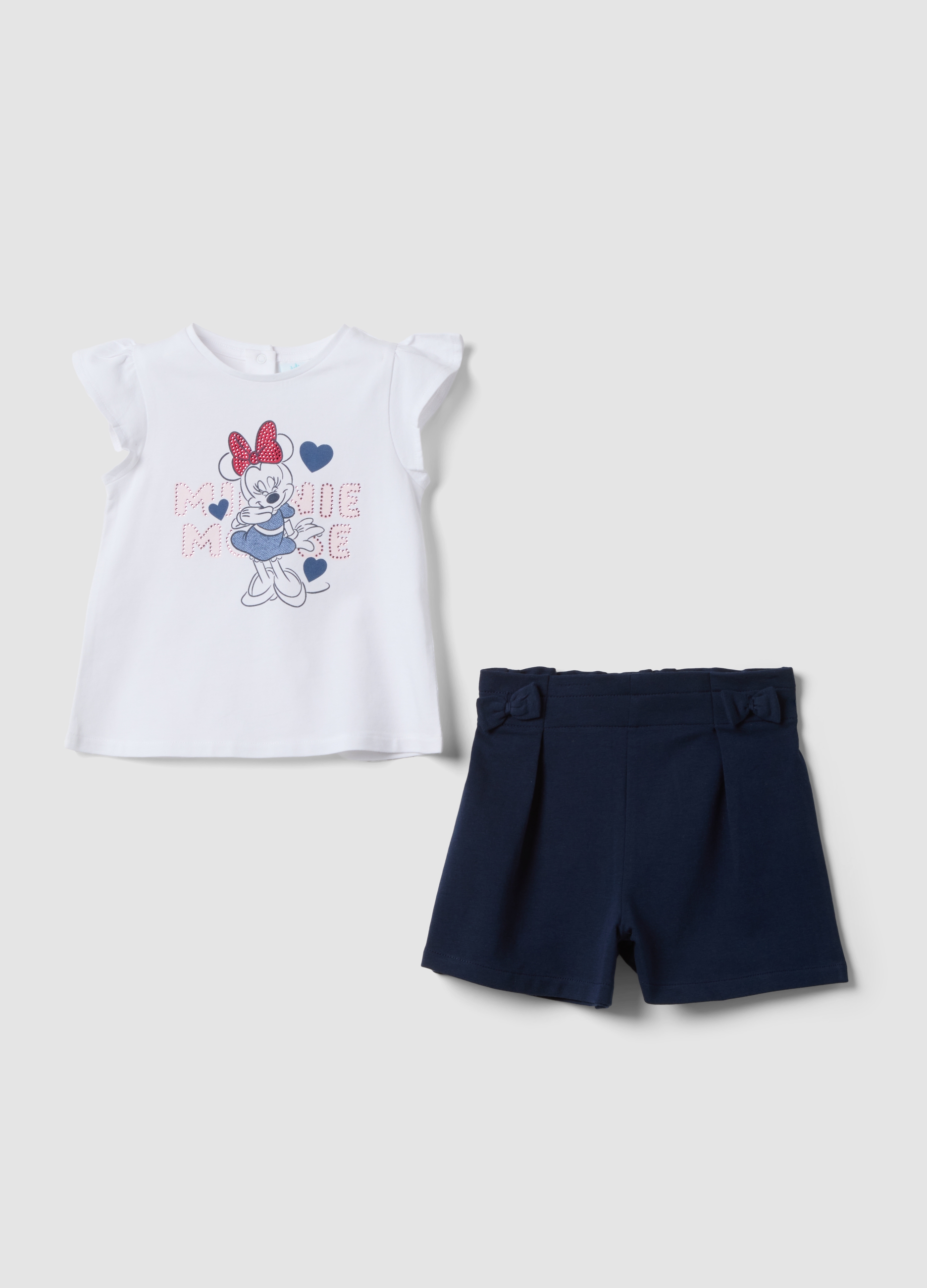 FAGOTTINO, Set In Cotone Elasticizzato Multicolor Da Bimba Regular Fit Con Minnie, Niña, Blanco/azul, Talla: 24-30