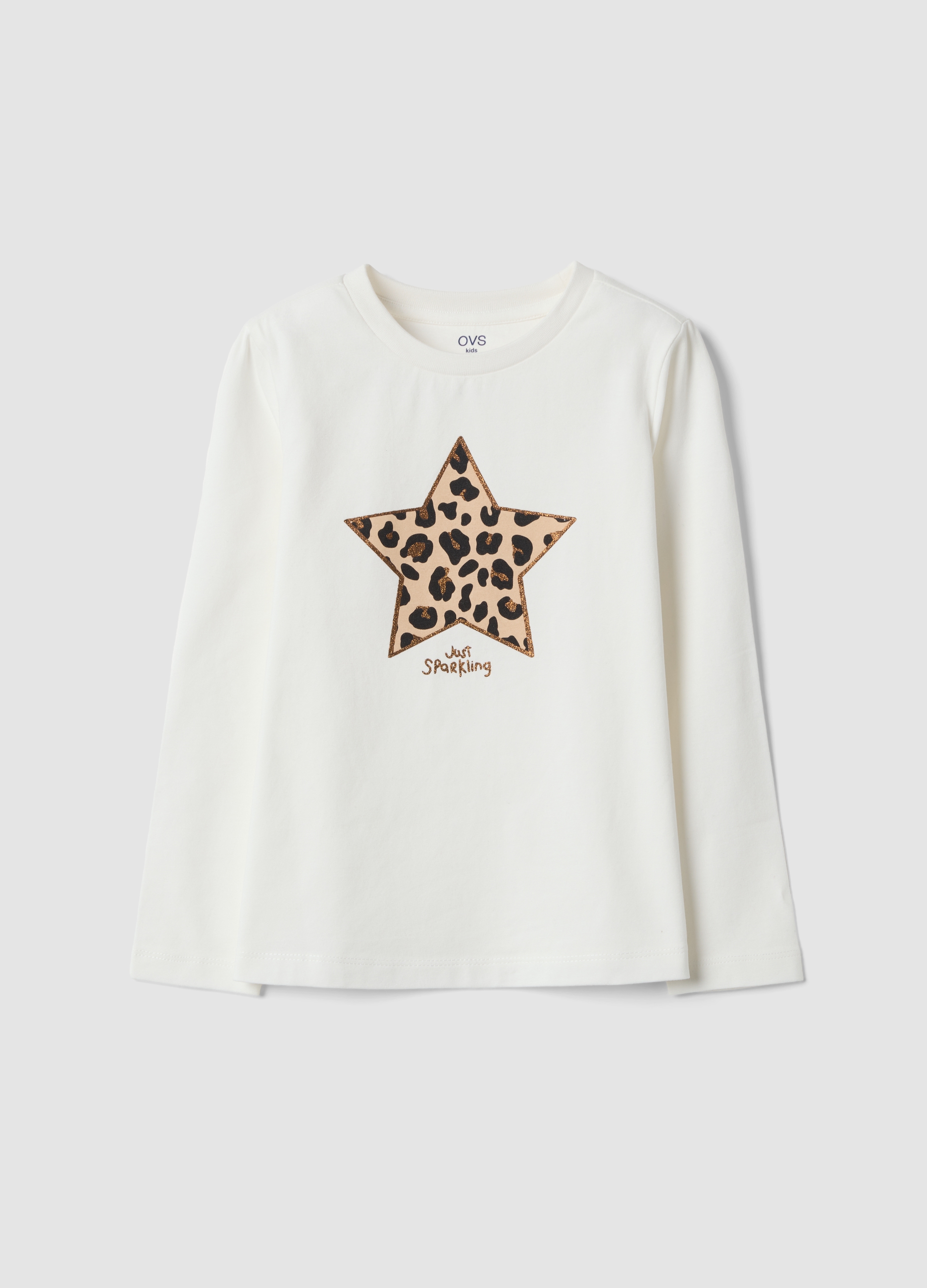 OVS KIDS, T-shirt Bianca In Cotone Organico Elasticizzato Girocollo, Bambina, Bianco, Taglia: 3-4