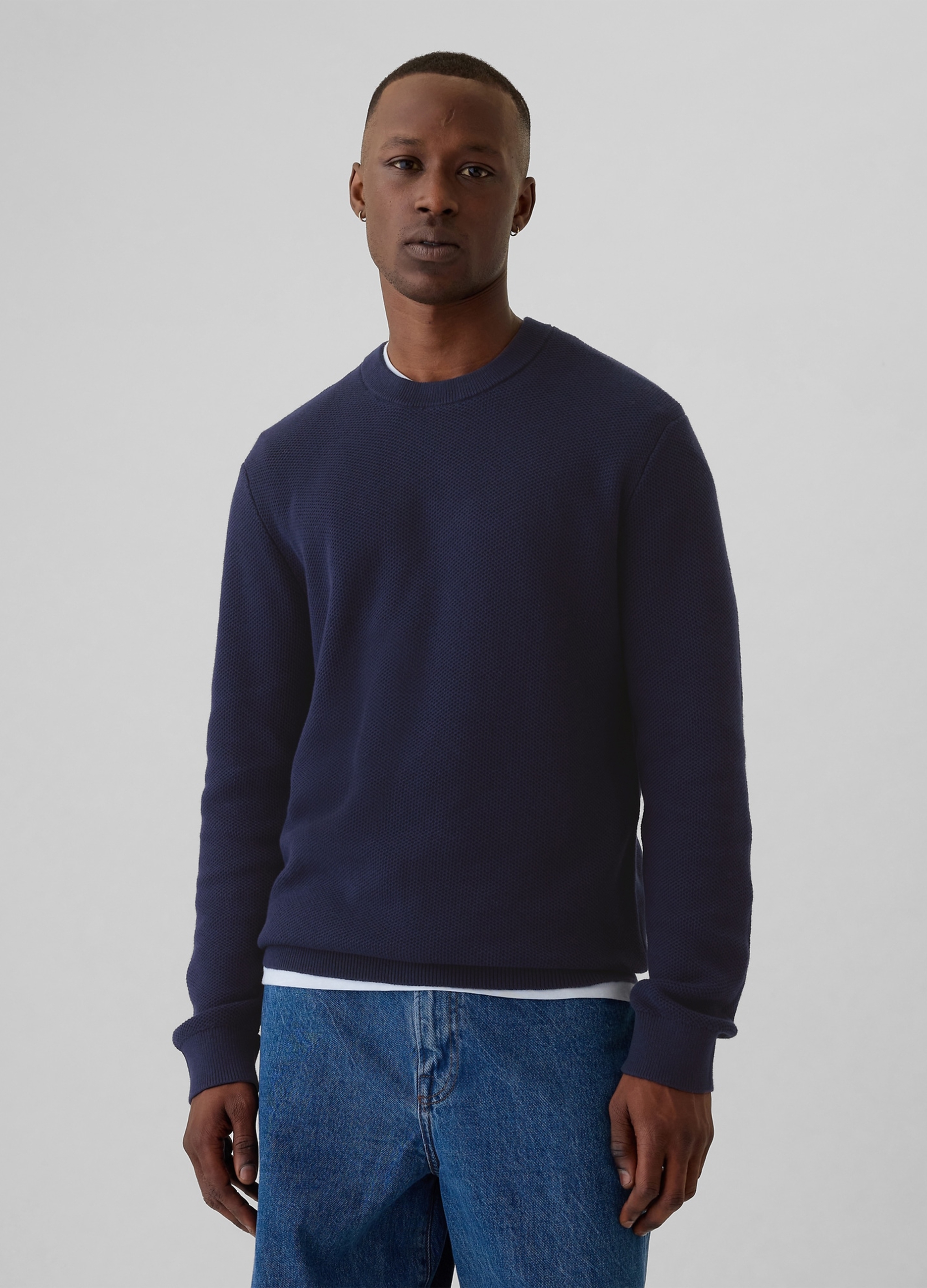 GAP, Pullover In Cotone A Nido D'ape, Uomo, Blu, Taglia: S