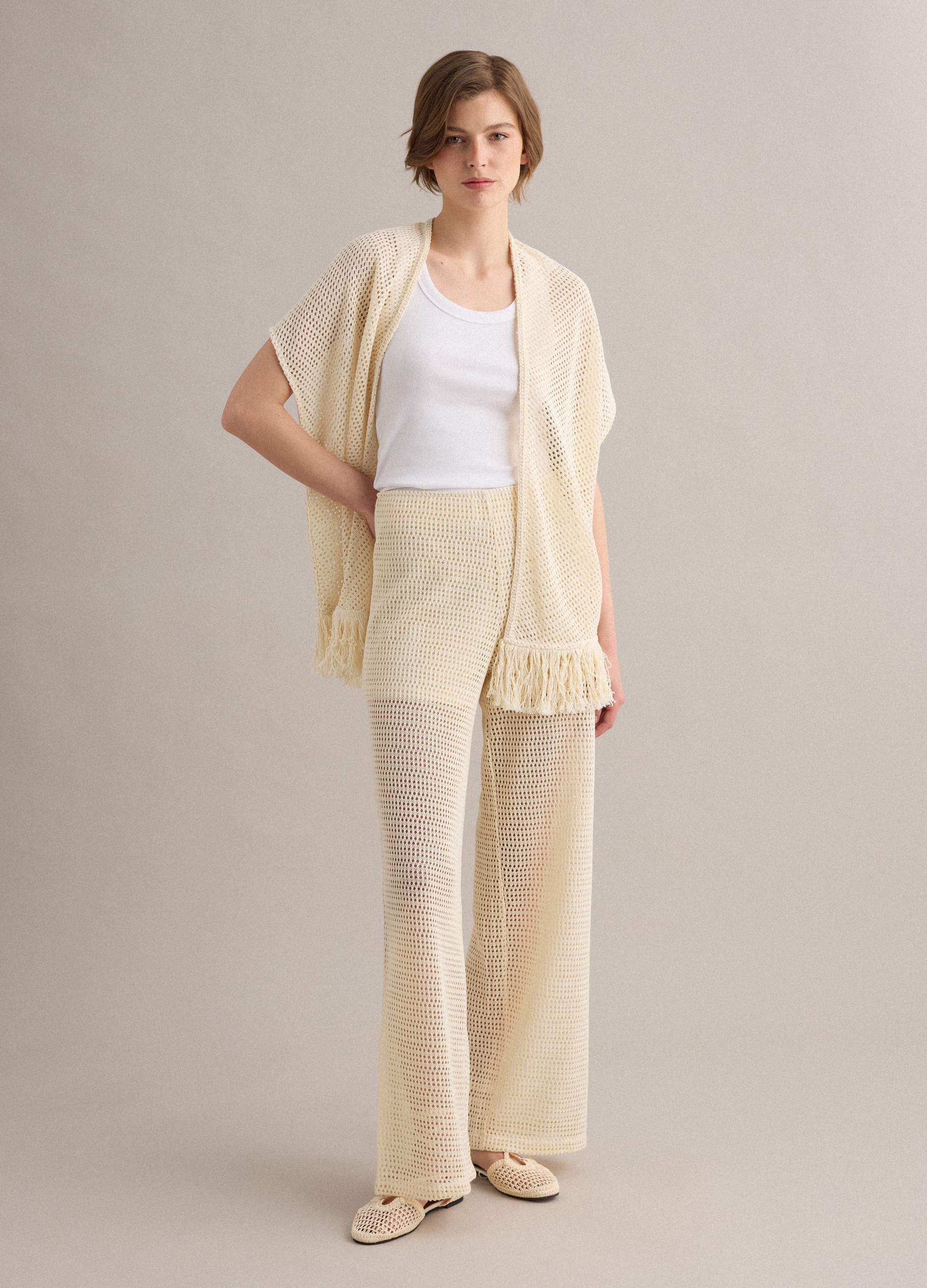 Piombo, Beige Palazzohose Aus Viskosemix, Frau, Beige, Größe, 42
