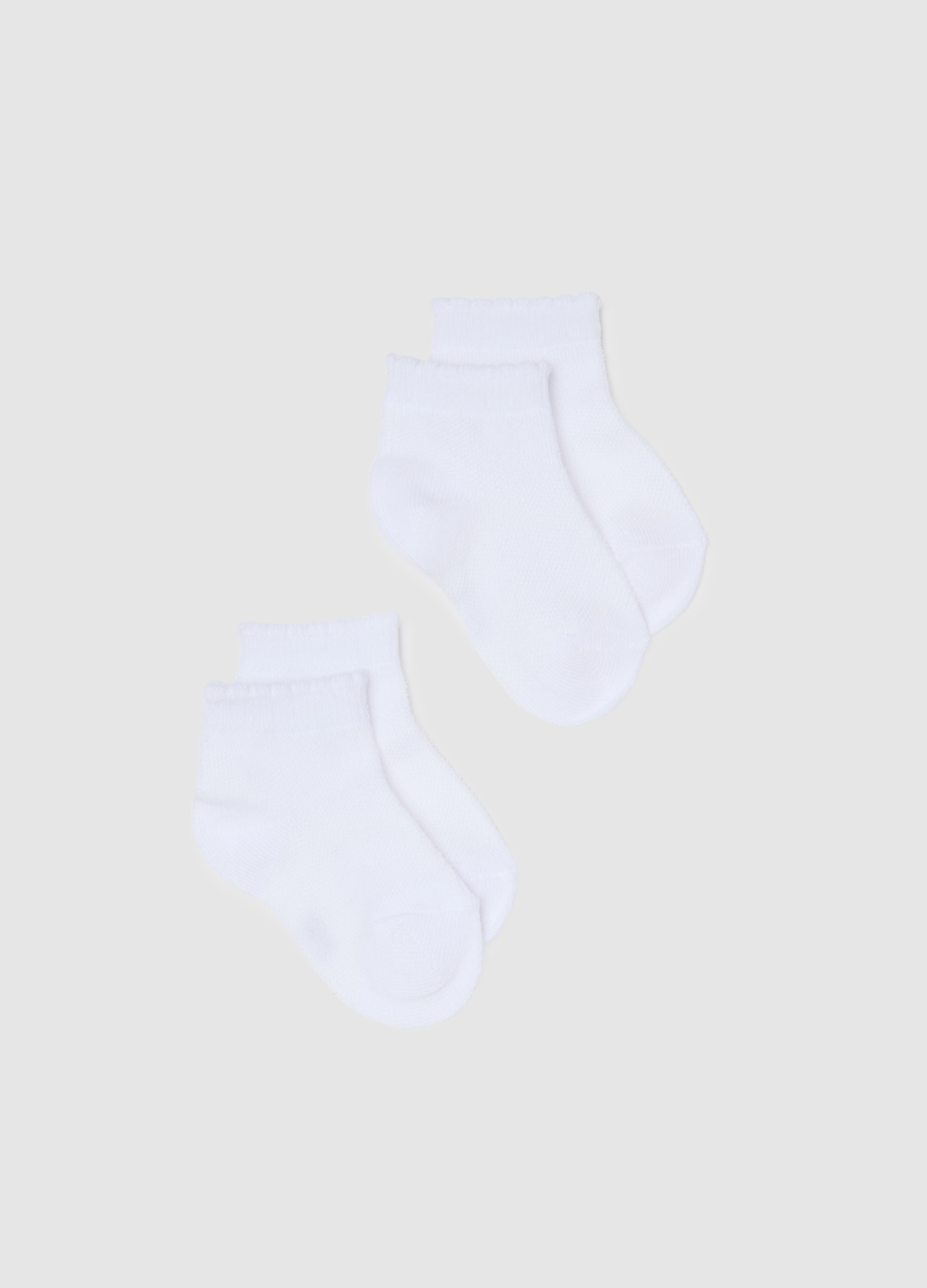 FAGOTTINO, Pack Doble De Calcetines Cortos Blancos De Bebé En Mezcla De Algodón Regular Fit, Niña, Blanco óptico, Talla: 6-12
