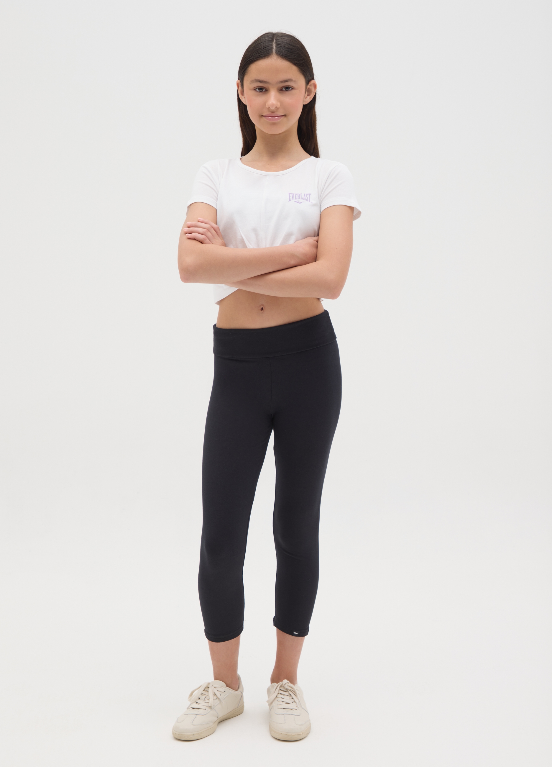 EVERLAST, Leggings Da Ragazza In Cotone Elasticizzato Nero Skinny Fit, Bambina, Nero, Taglia: 12-13