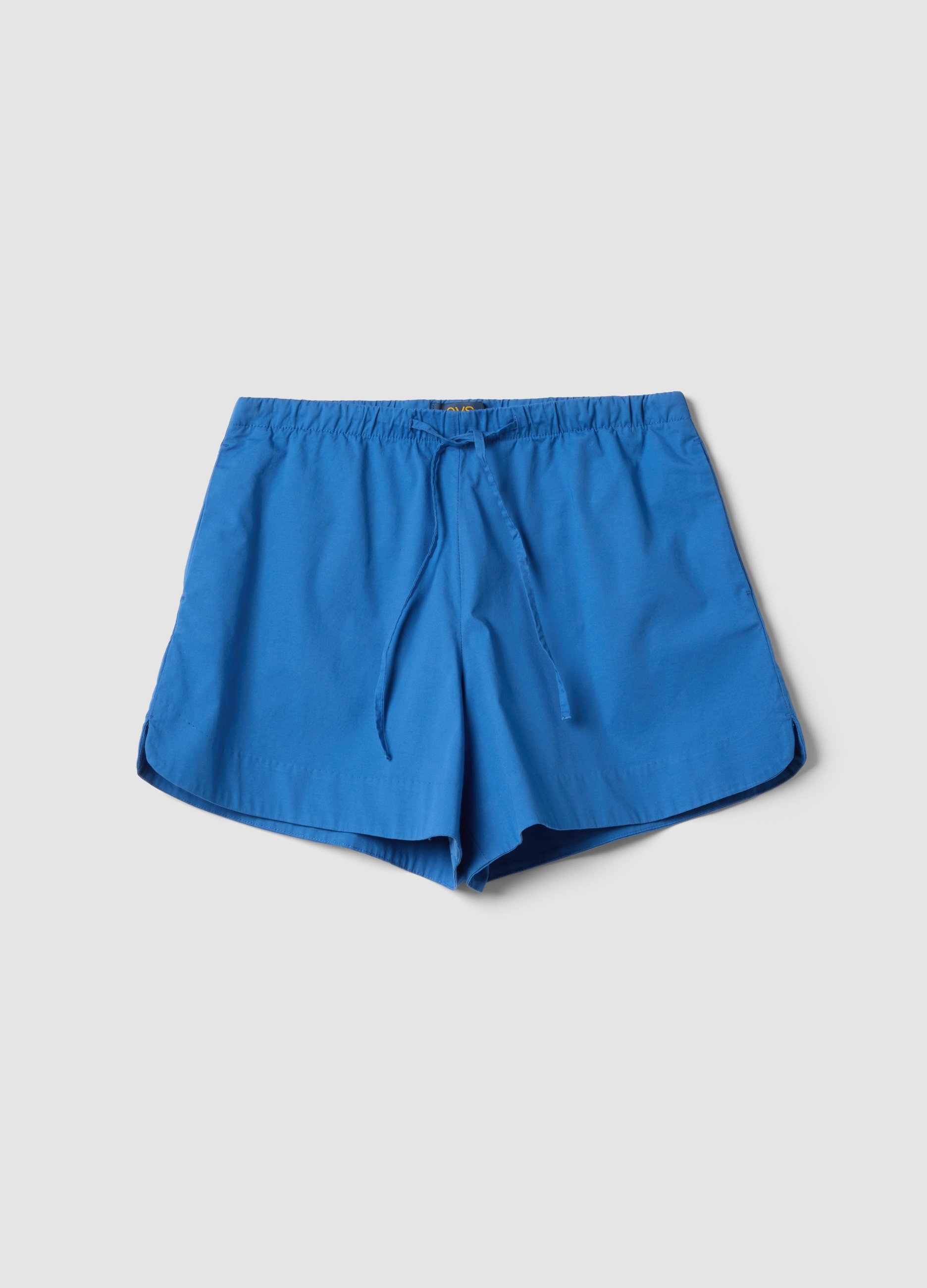 Short Azul De Algodón Elástico, Mujer, Azul, Talla: 38