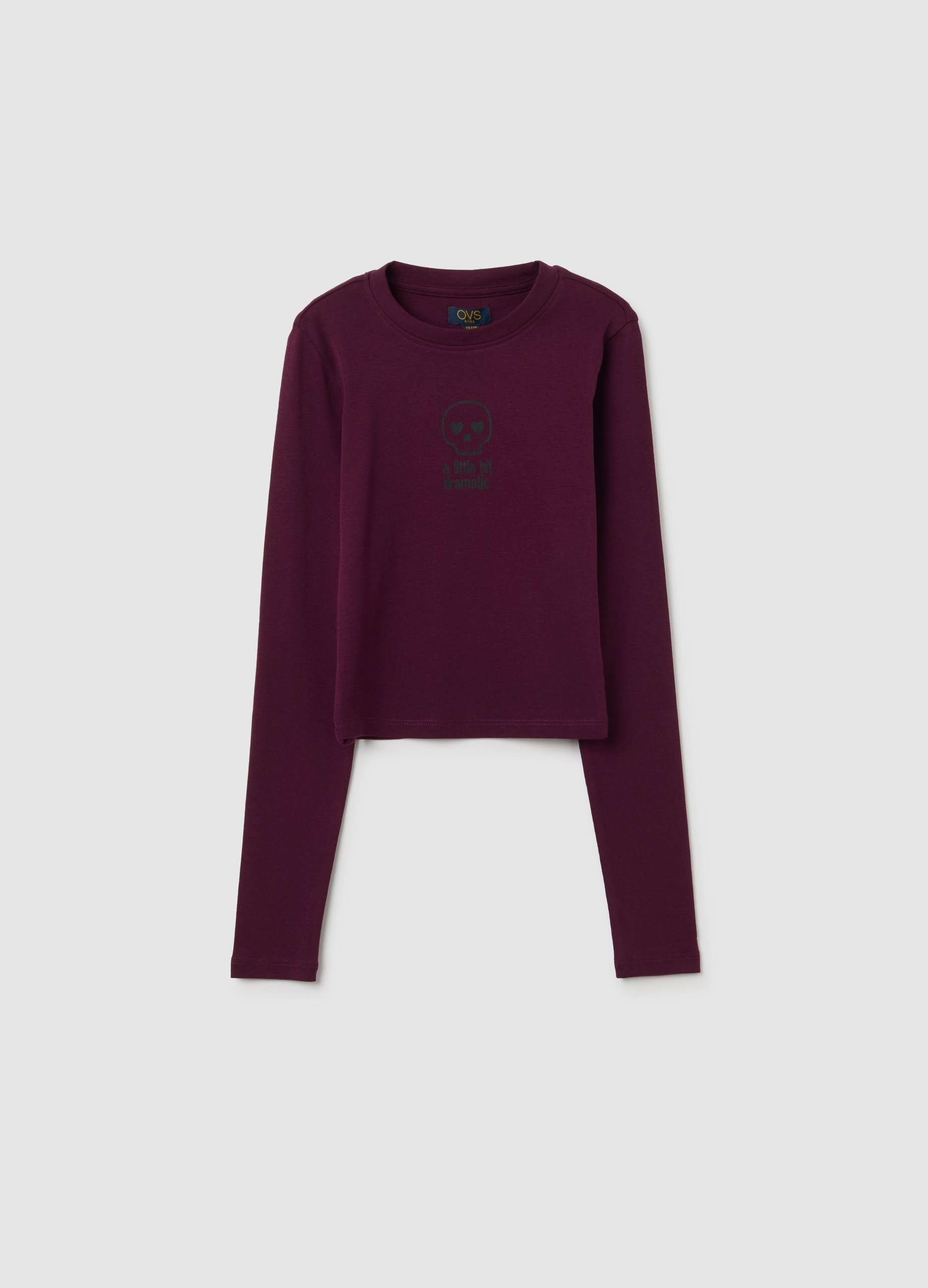 OVS, Maglia Da Ragazza In Cotone Elasticizzato Rossa Regular Fit, Mädchen, Dunkelrot, Größe: 10-11