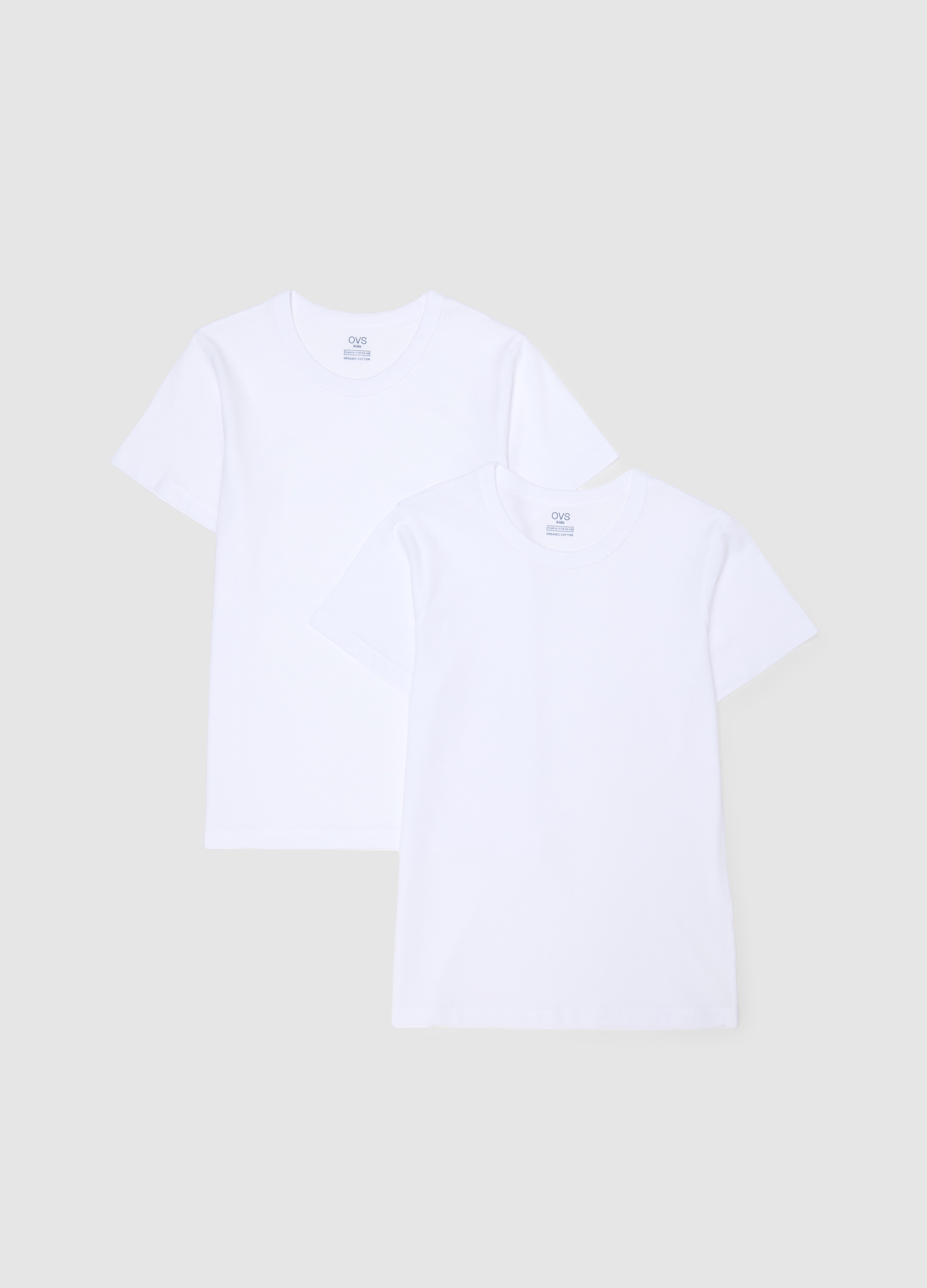 OVS KIDS, Bipack T-shirt Bianche Da Ragazzo In Puro Cotone Regular Fit, Unisex, Bianco, Taglia: 10-11