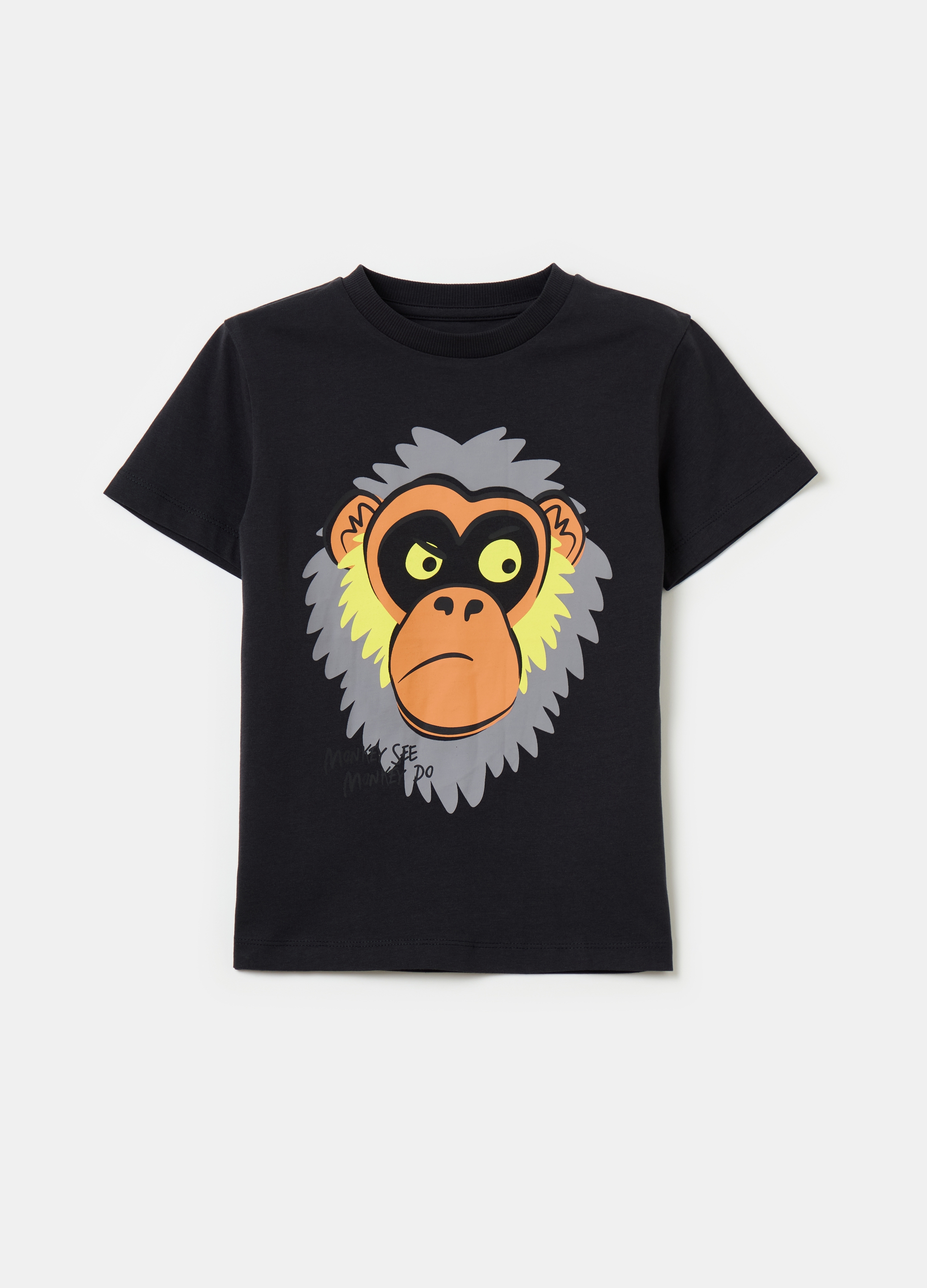 OVS, T-shirt In Cotone Bio Con Stampa, Bambino, Grigio, Taglia: 3-4