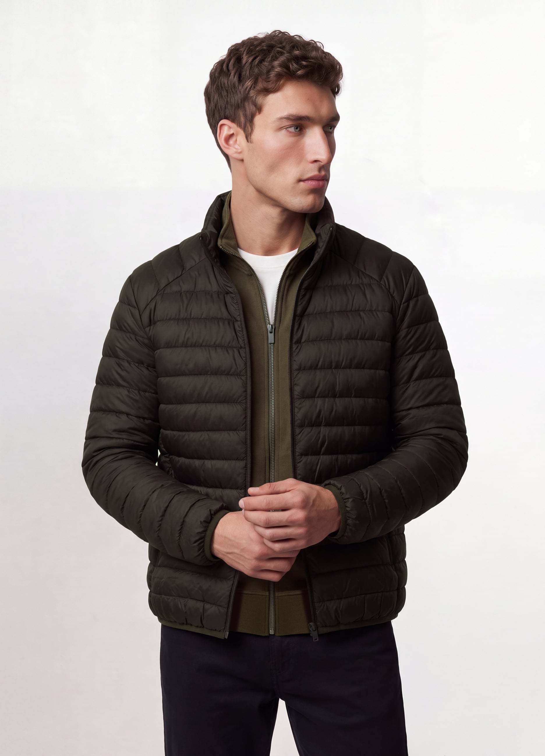 Ovs Chaqueta Ultralight Marrón Acolchada, Corte Regular Con Cremallera, Hombre, Marrón oscuro, Talla: 3