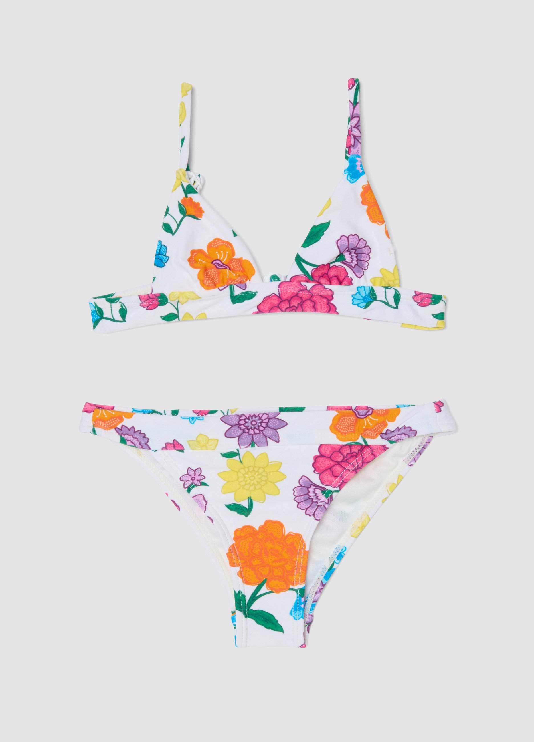 PIOMBO KIDS, Bikini Bianco In Tessuto Elasticizzato A Fiori, Niña, Blanco, Talla: 6