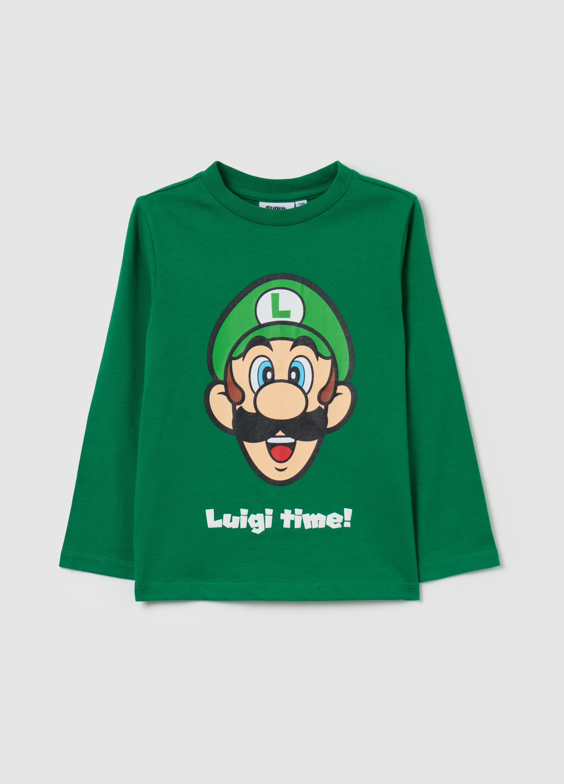 OVS KIDS, Camiseta Manga Larga Estampado Luigi Super Mario™, Niño, Verde, Talla: 6-7