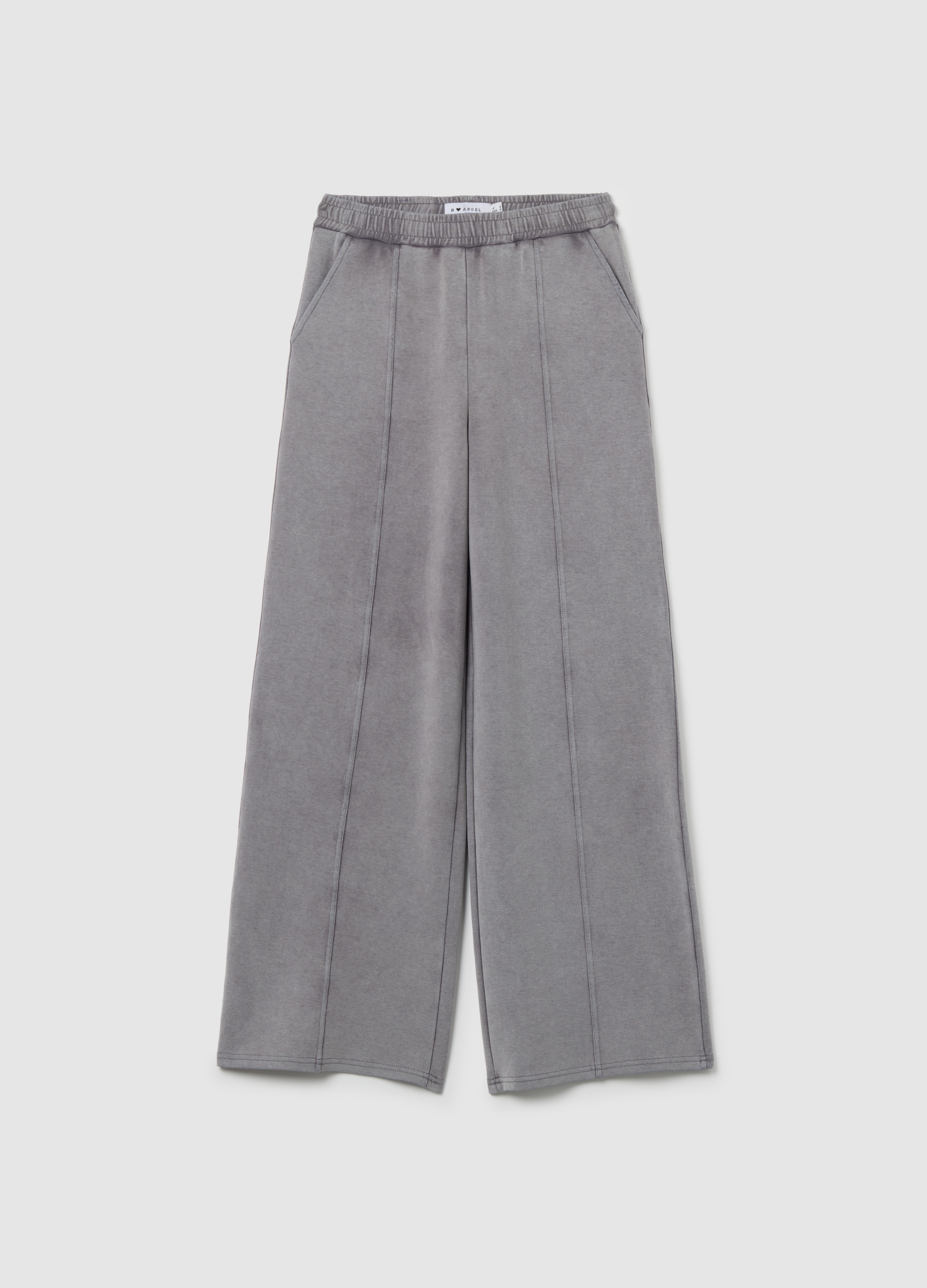 Pantalones Grises De Algodón Elástico Con Ajuste Holgado, Mujer, Gris ceniza, Talla: 36