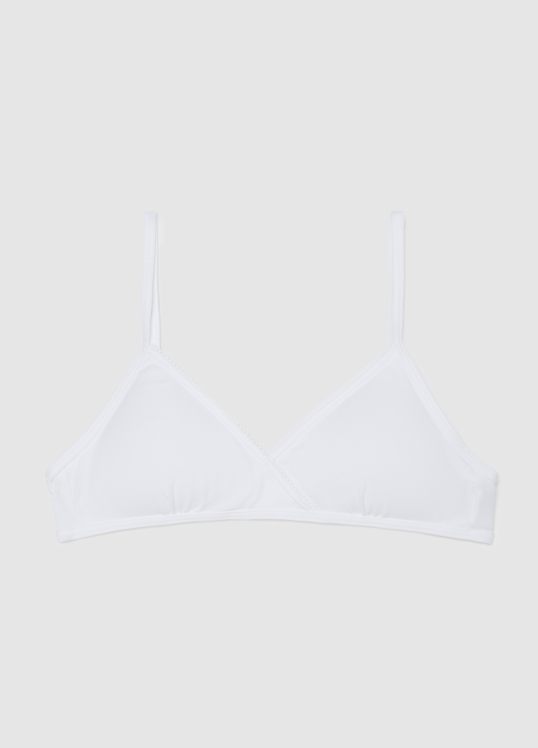 Sujetador Triangular De Algodón Blanco Elástico Para Niñas, Unisex, Blanco óptico, Talla: 10-11