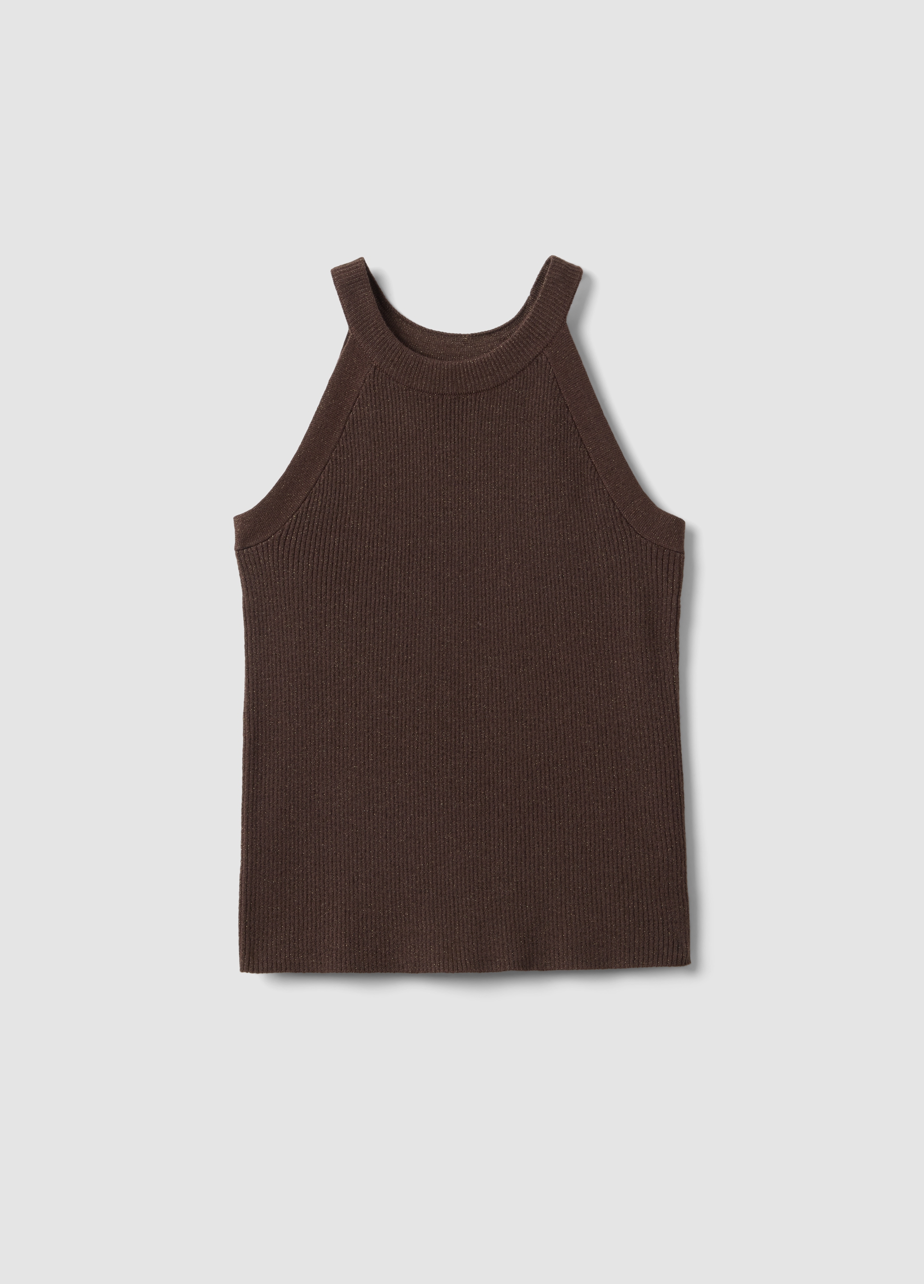LES COPAINS, Camiseta De Tirantes Ajustada De Mezcla De Viscosa Marrón, Mujer, Marrón oscuro, Talla: 34