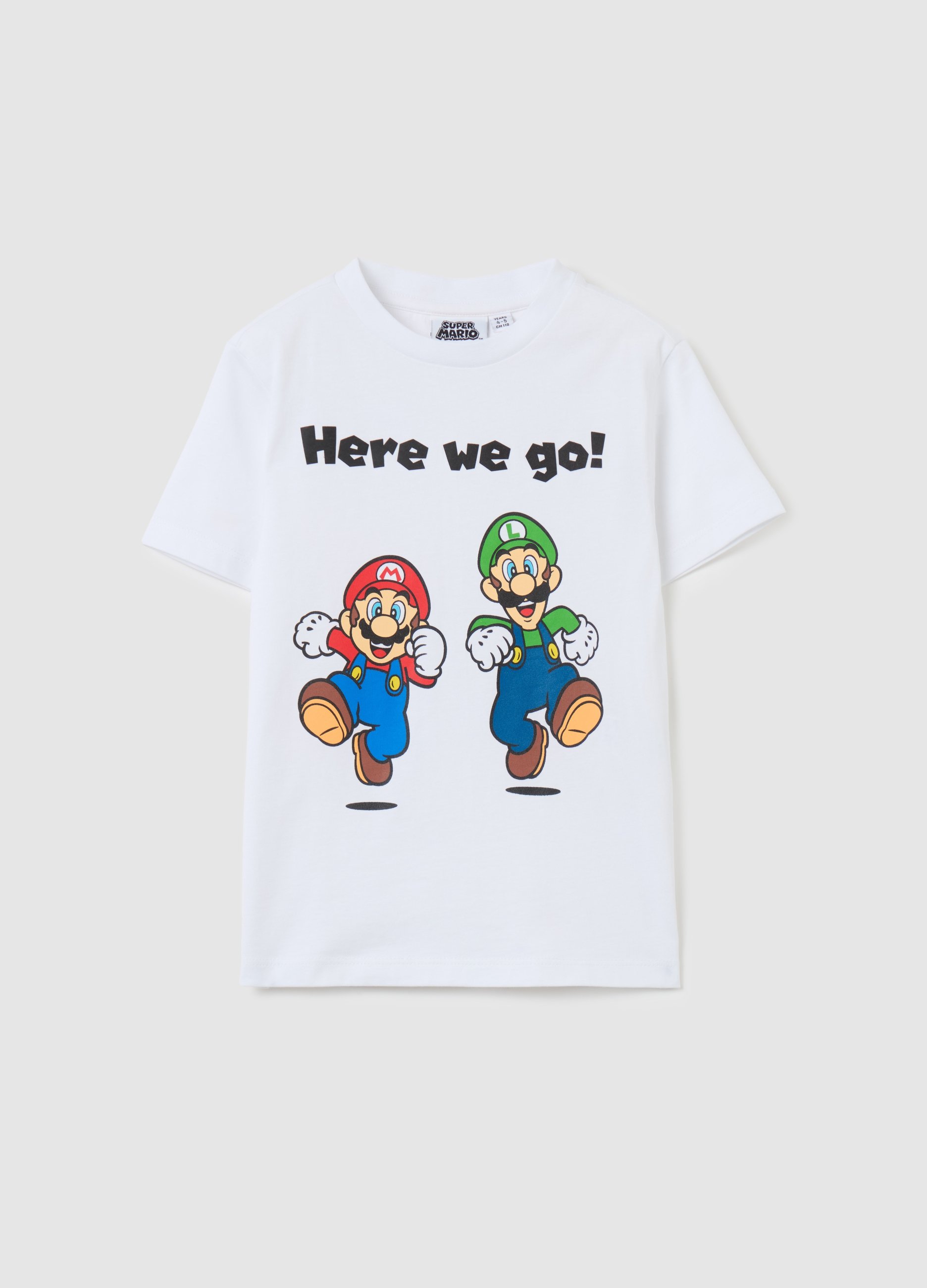 Camiseta De Algodón Con Estampado Super Mario™, Niño, Blanco óptico, Talla: 5-6