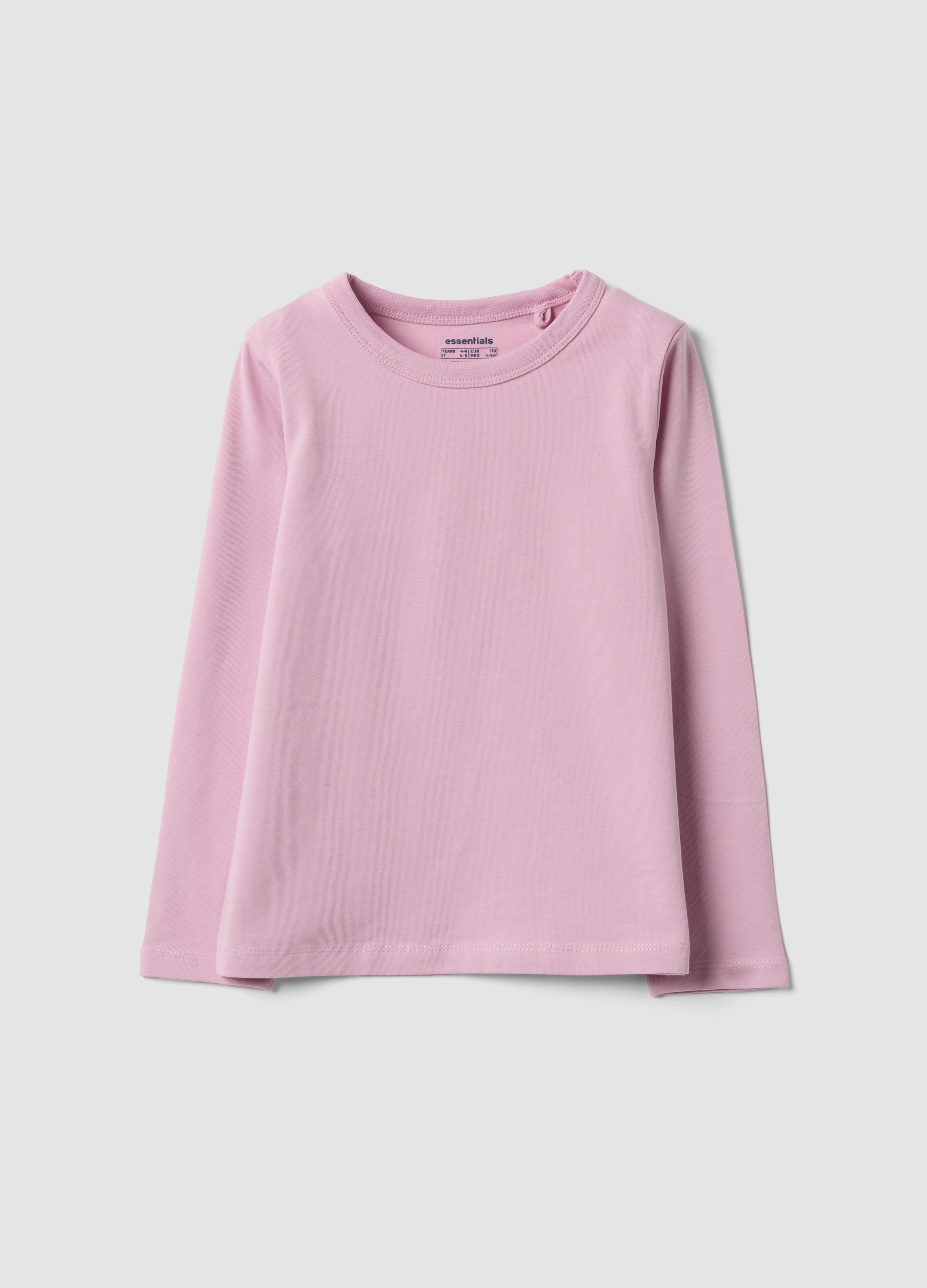 OVS KIDS, T-shirt Rosa A Maniche Lunghe In Cotone Elasticizzato, Bambina, Rosa, Taglia: 6-7
