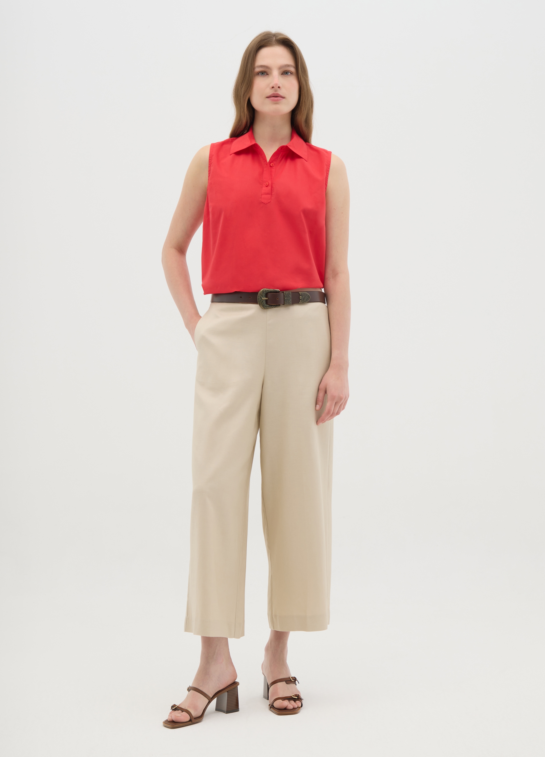 OVS , Pantaloni Da Donna In Misto Viscosa Beige Culotte, Beige, Taglia: 40